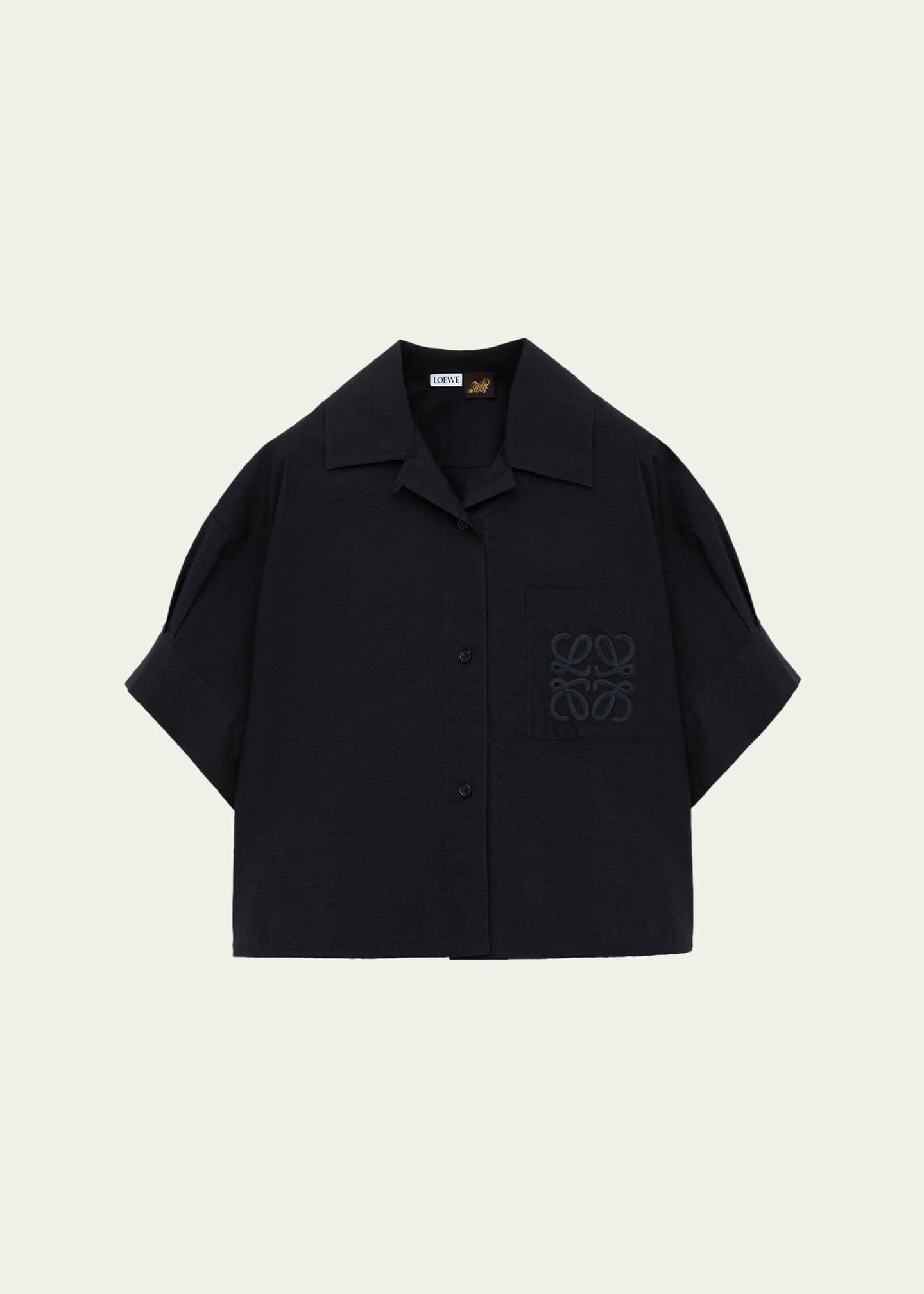 Loewe Paula's Ibiza ブラックポロシャツ Loewe x Paula's Ibiza Anagram Short-Sleeve Button-Down Shirt