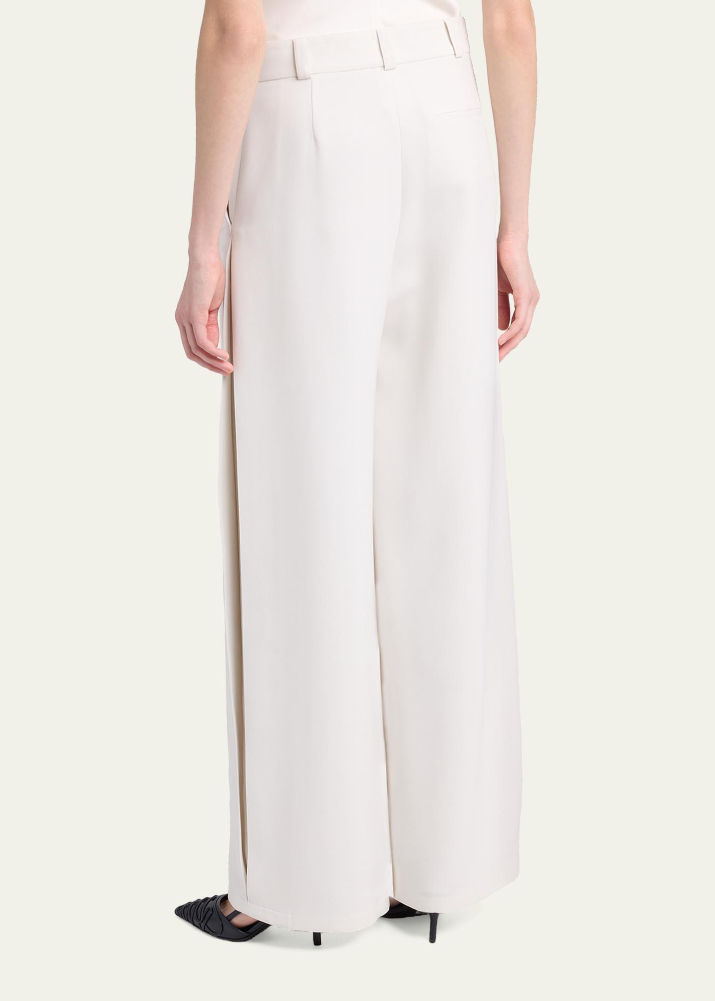 Giorgio Armani Side Pleat Straight-Leg Silk Trousers - Bergdorf