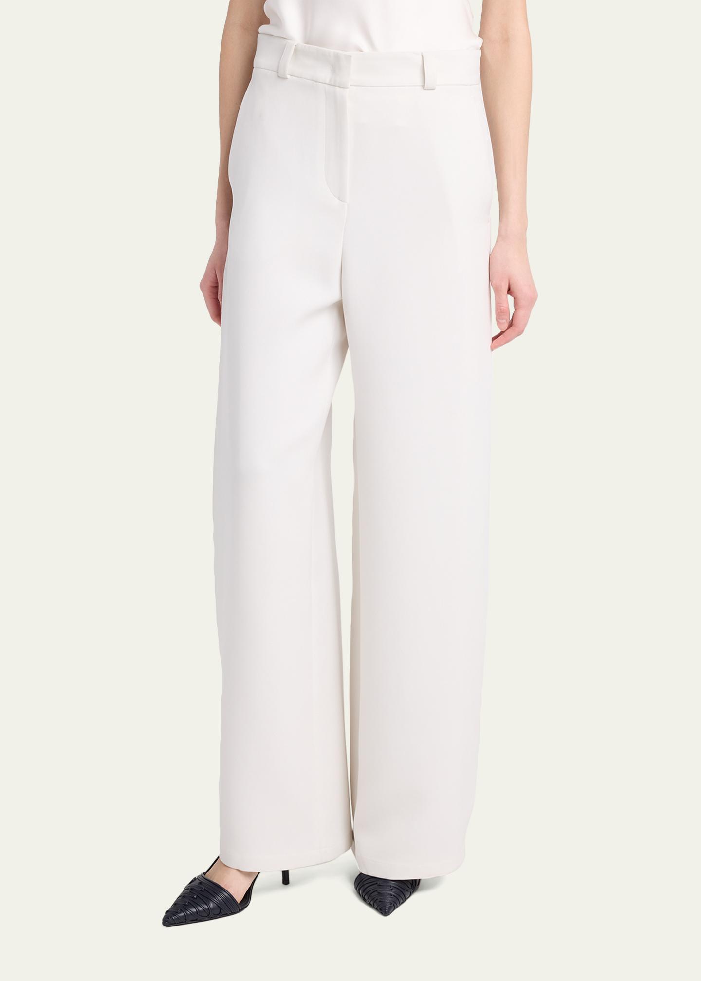 Giorgio Armani Side Pleat Straight-Leg Silk Trousers - Bergdorf