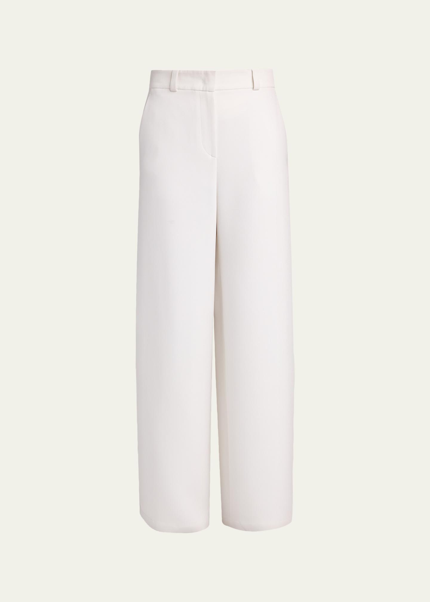Giorgio Armani Side Pleat Straight-Leg Silk Trousers - Bergdorf