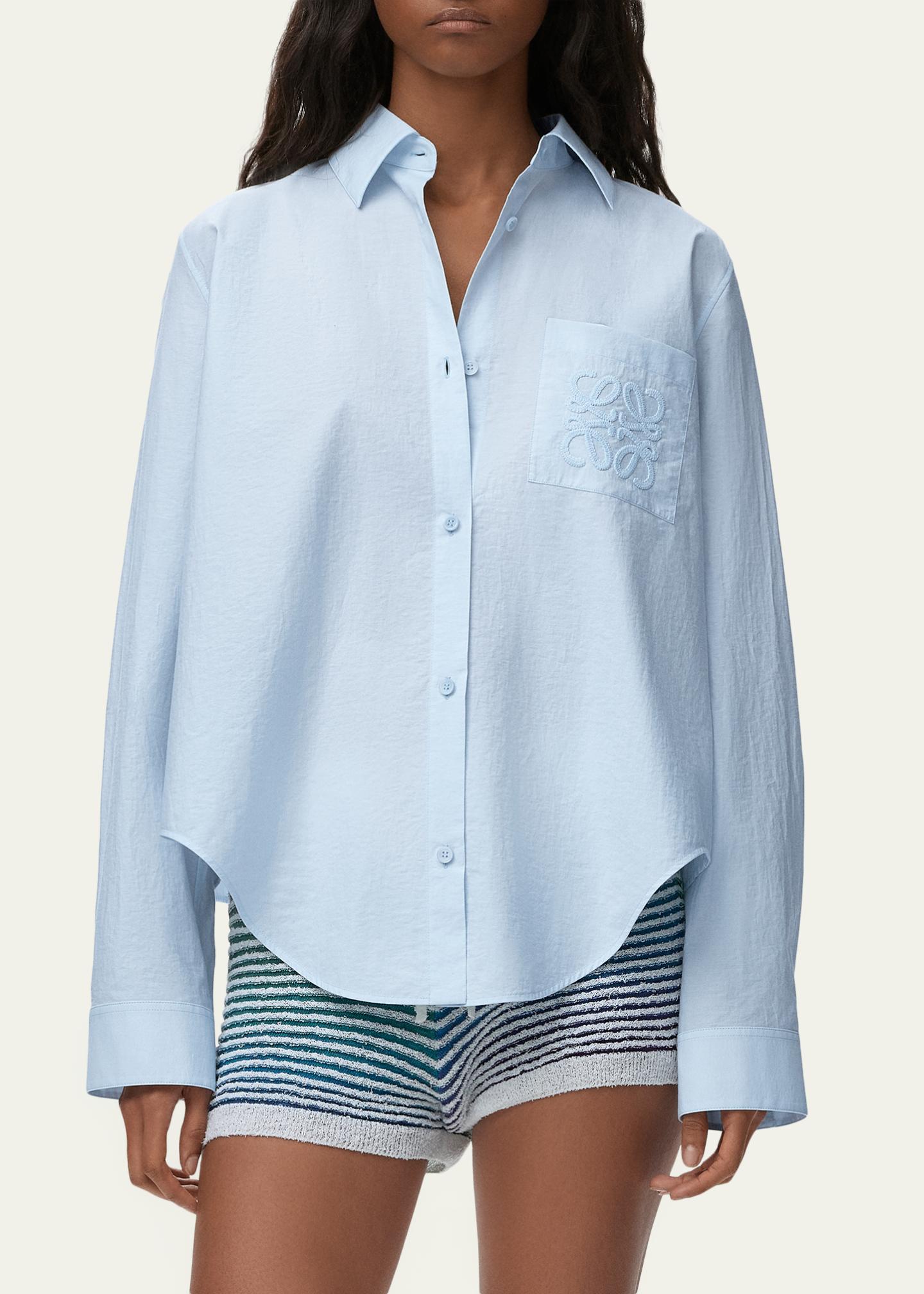 LOEWE x Paula's Ibiza Ruffle-Back Cotton-Blend Button-Down Shirt