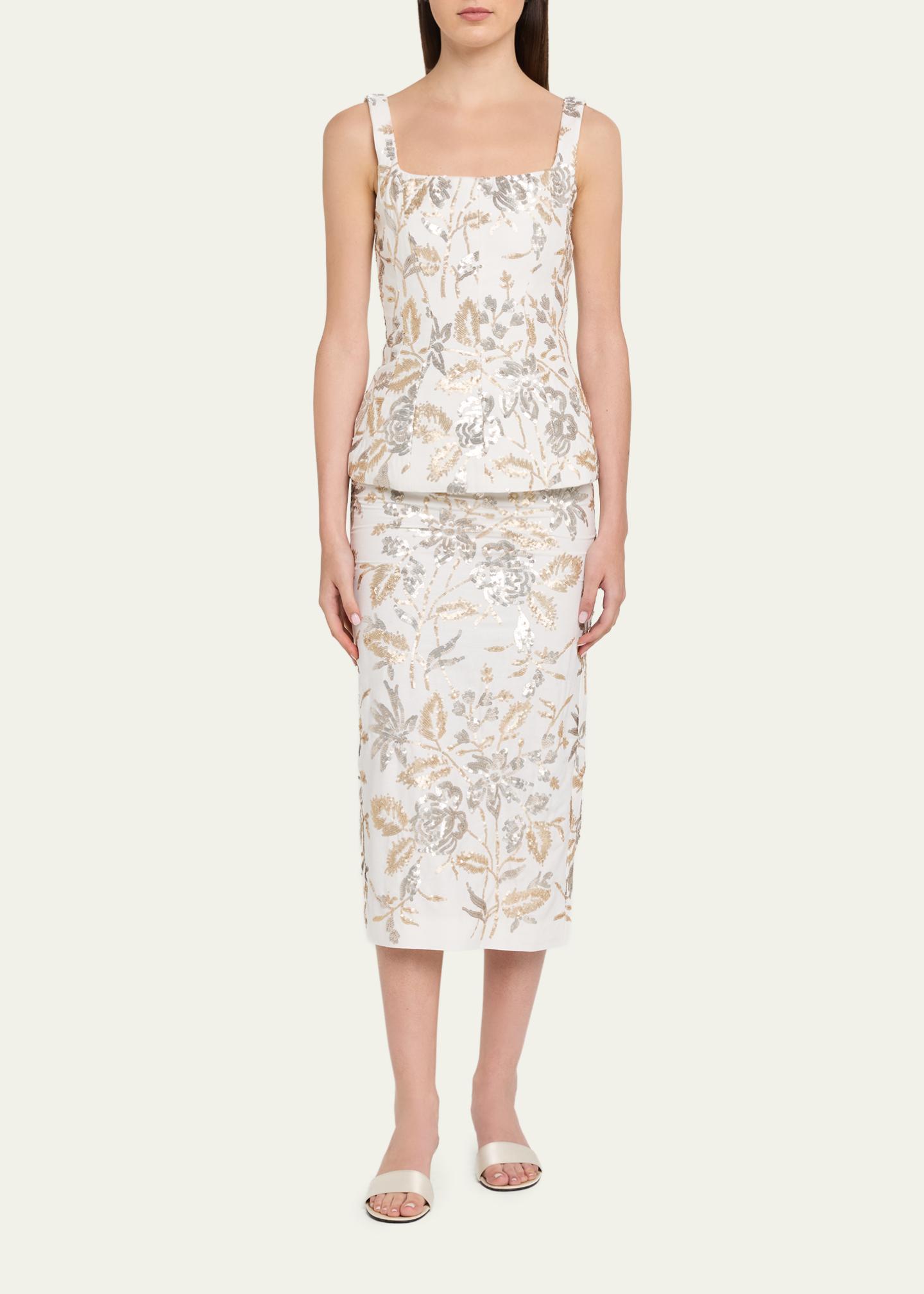 Prabal Gurung Floral Sequined Midi Pencil Skirt - Bergdorf Goodman
