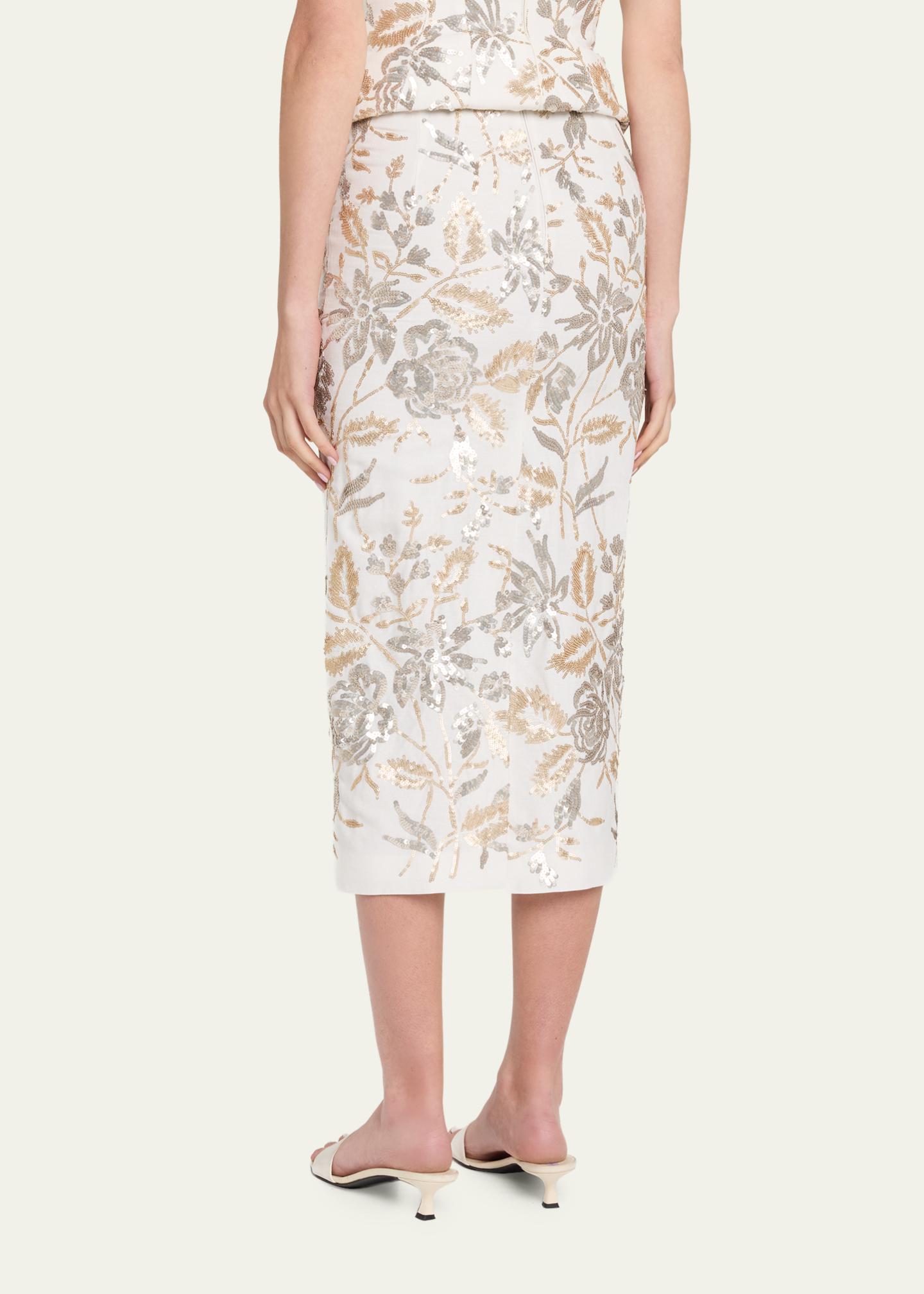 Prabal Gurung Floral Sequined Midi Pencil Skirt - Bergdorf Goodman