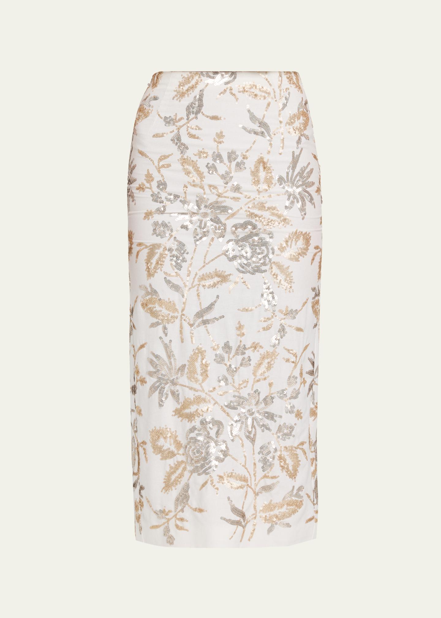 Prabal Gurung Floral Sequined Midi Pencil Skirt - Bergdorf Goodman