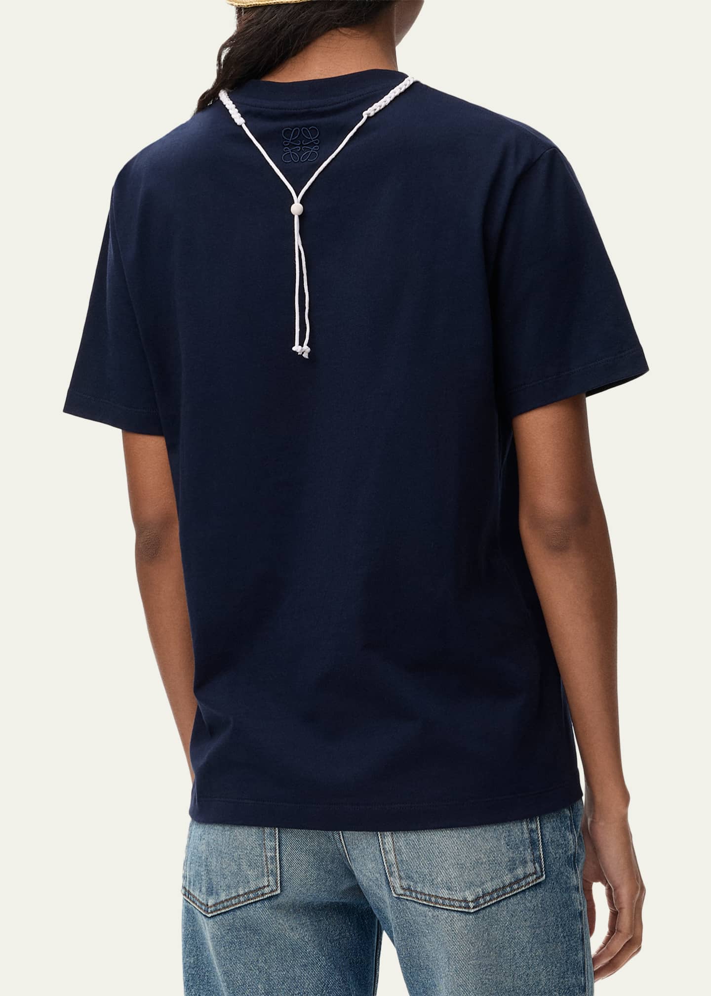 Loewe x Paula's Ibiza Floral Crochet-Collar Short-Sleeve T-Shirt