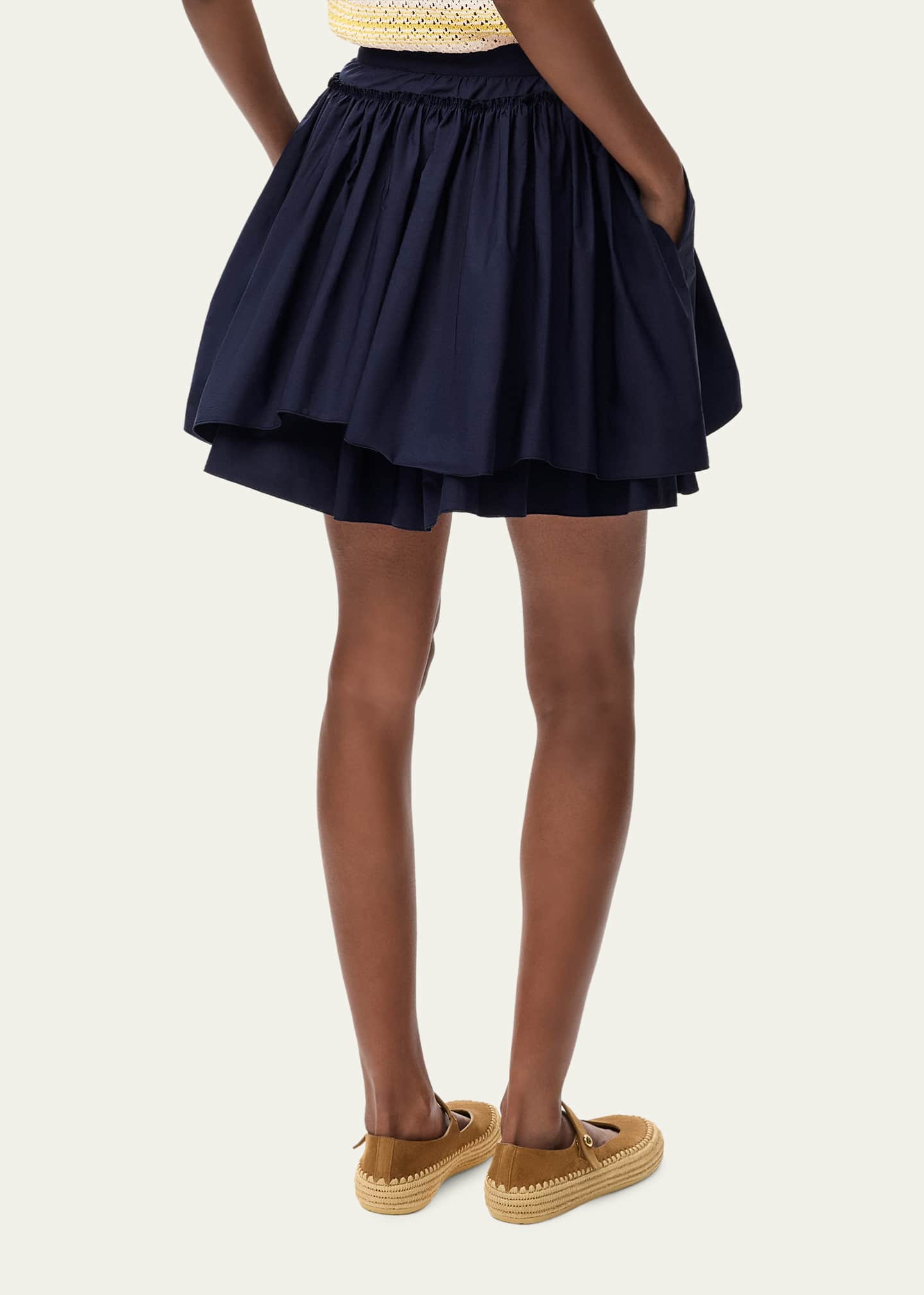 Loewe x Paula's Ibiza Layered Cotton Drawstring Mini Skirt