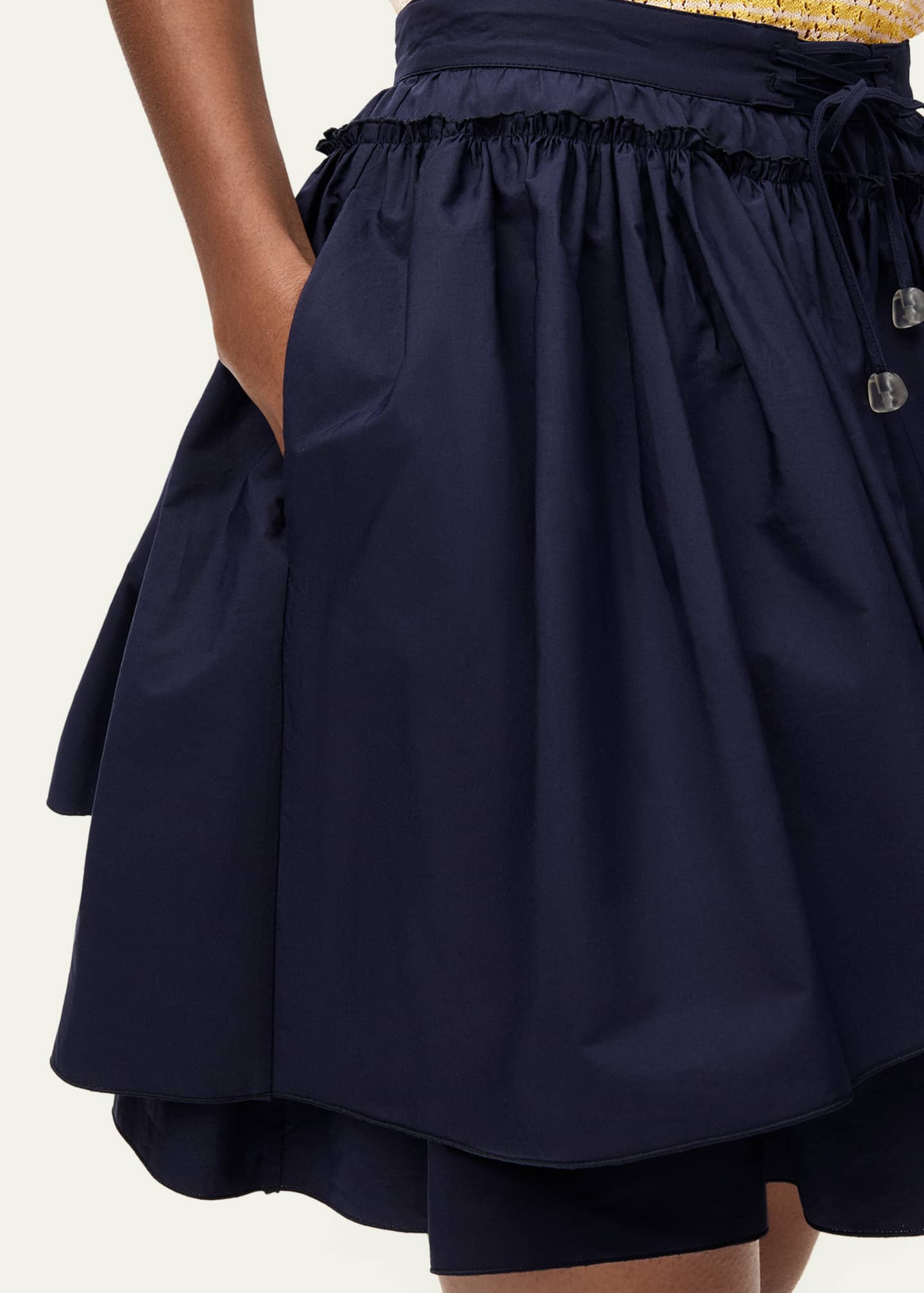 Loewe x Paula's Ibiza Layered Cotton Drawstring Mini Skirt