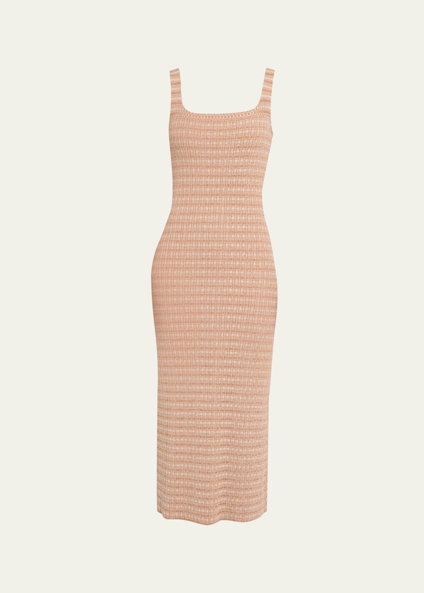 knit midi tank dress Prabal Gurung Square-Neck Striped Rib Dress, NO COLOR, Women's, SML Womens dresses