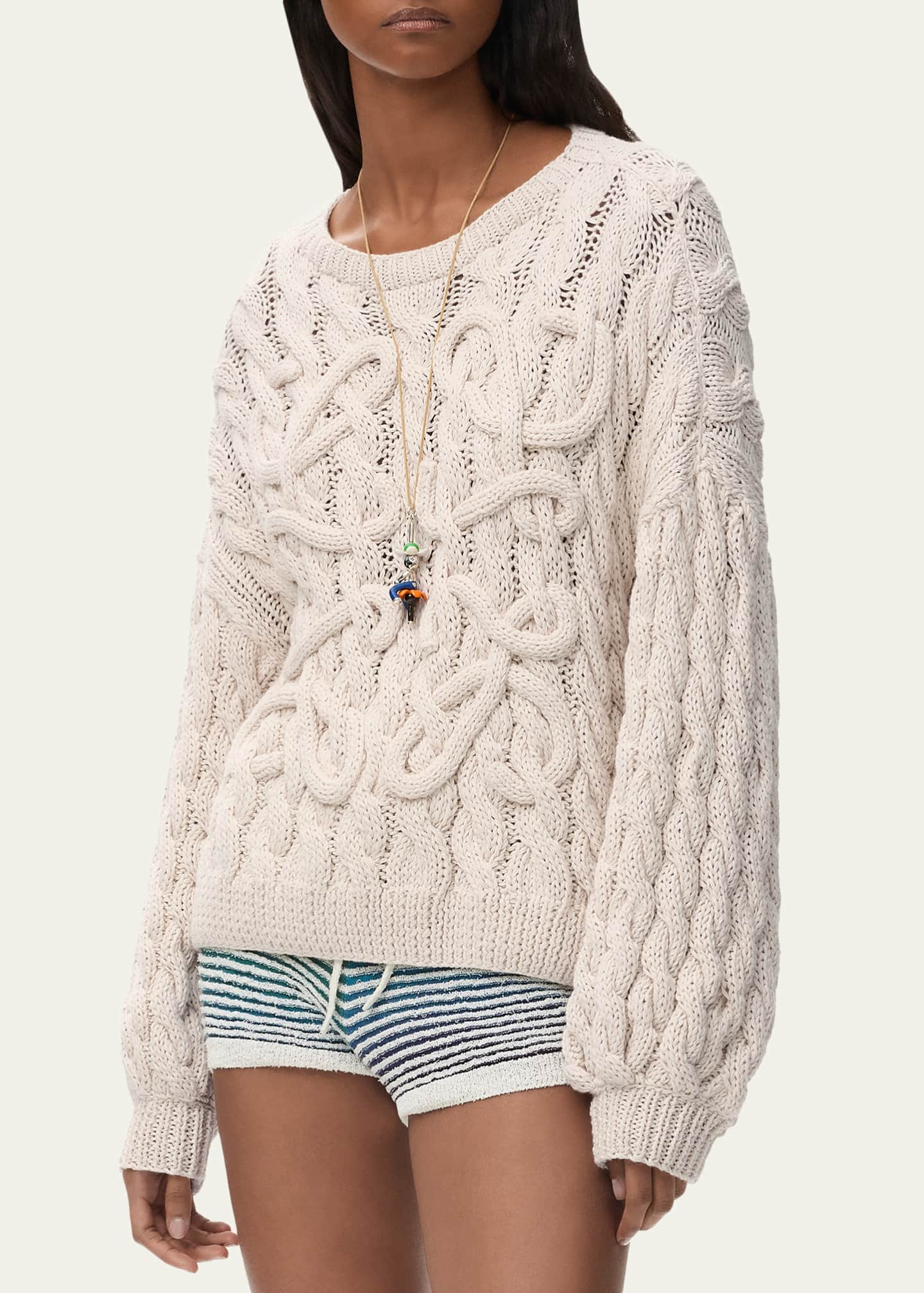 Loewe x Paula's Ibiza Anagram Cable-Knit Sweater - Bergdorf Goodman