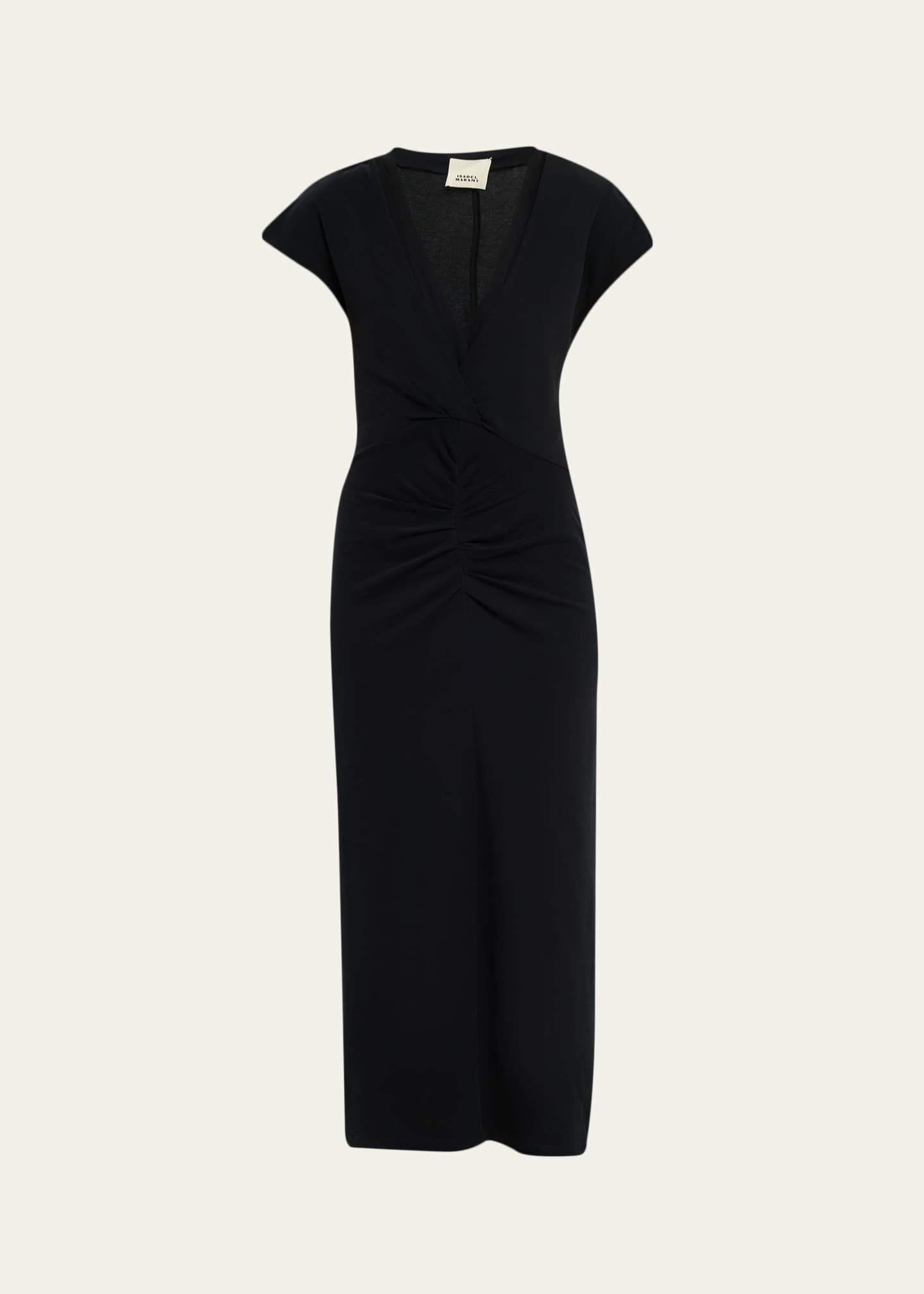 isabel marant jersey dress Galina asymmetric gathered draped stretch-jersey dress - red