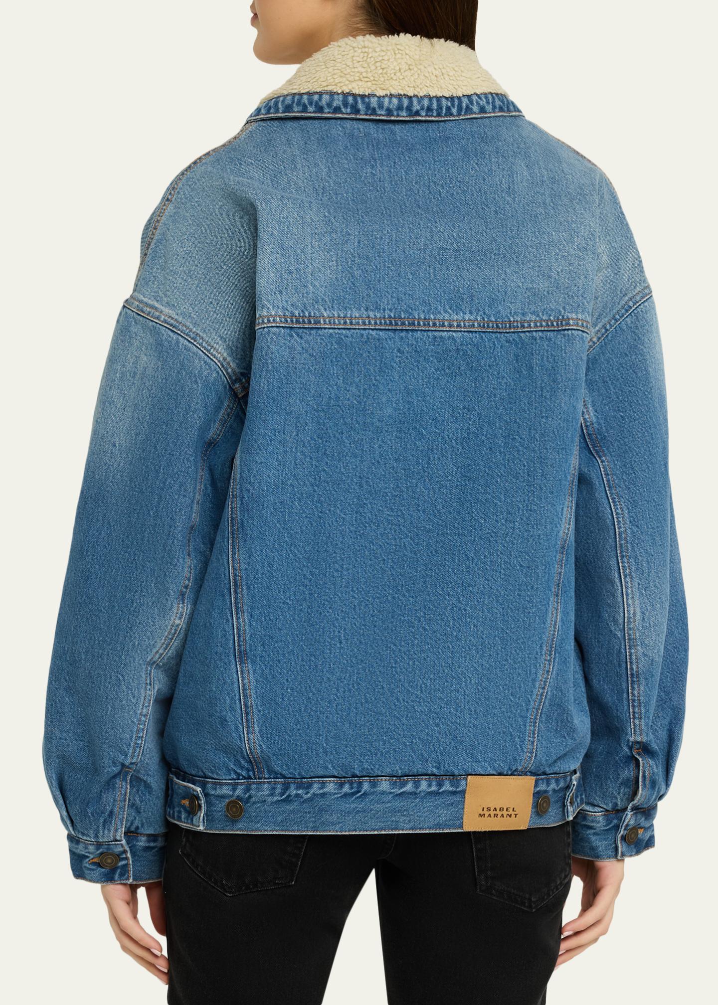Isabel Marant Pimia Faux-Fur Lined Denim Jacket - Bergdorf Goodman