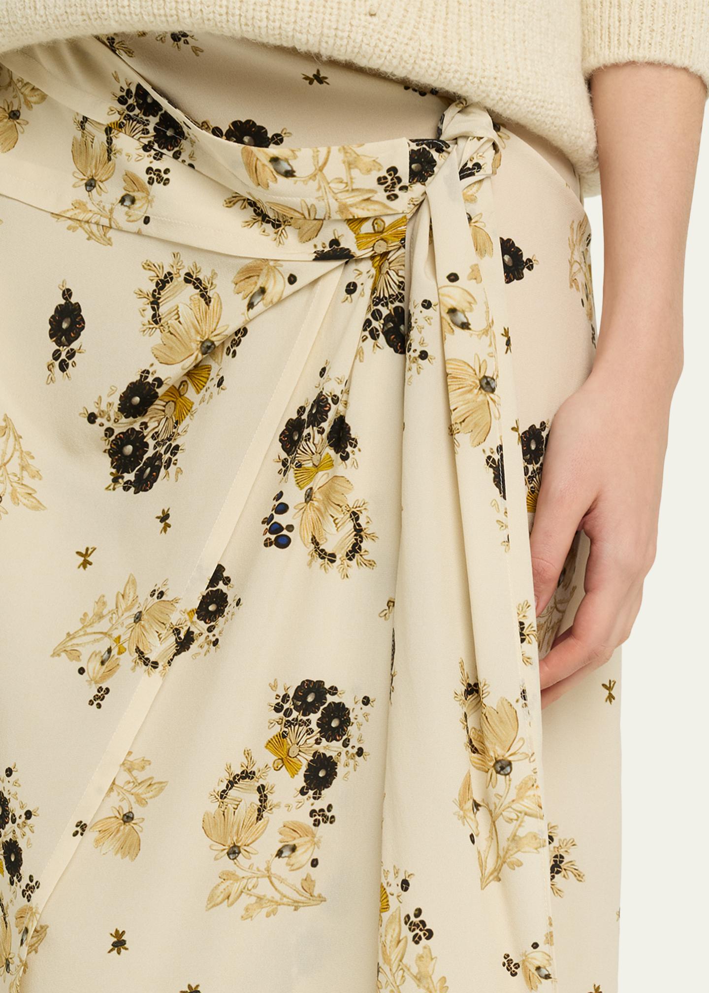 isabel marant étoile シルク スカート ミモザ シルク 黄色 Isabel Marant Faniry Floral Asymmetric Silk Skirt - Bergdorf Goodman