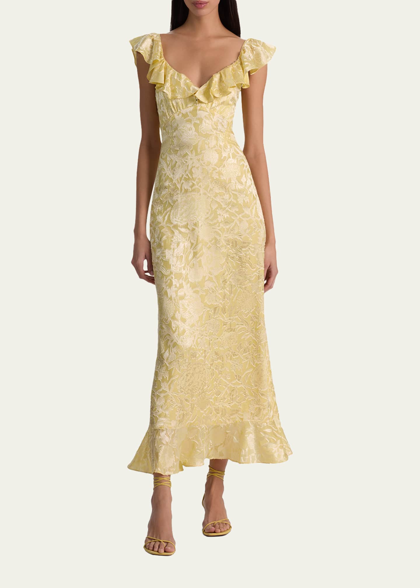 plus size yellow formal dresses Plus Size Floor-Length Mother of the Bride A-Line Dress with V-Neck an –  Dressystars main image 1