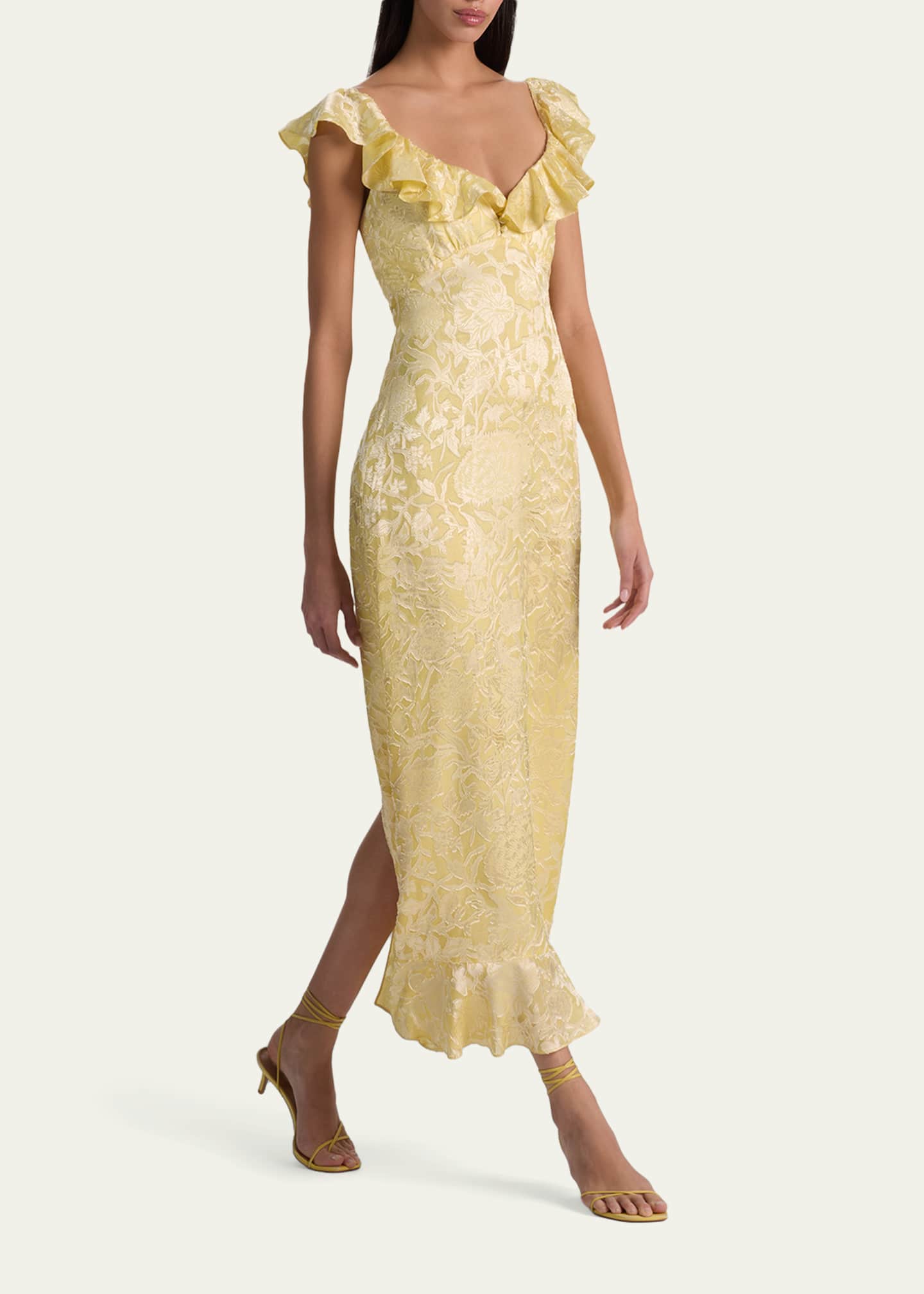 alice and olivia yellow lace dress Alice + Olivia Gemma Midi Dress, Size 2