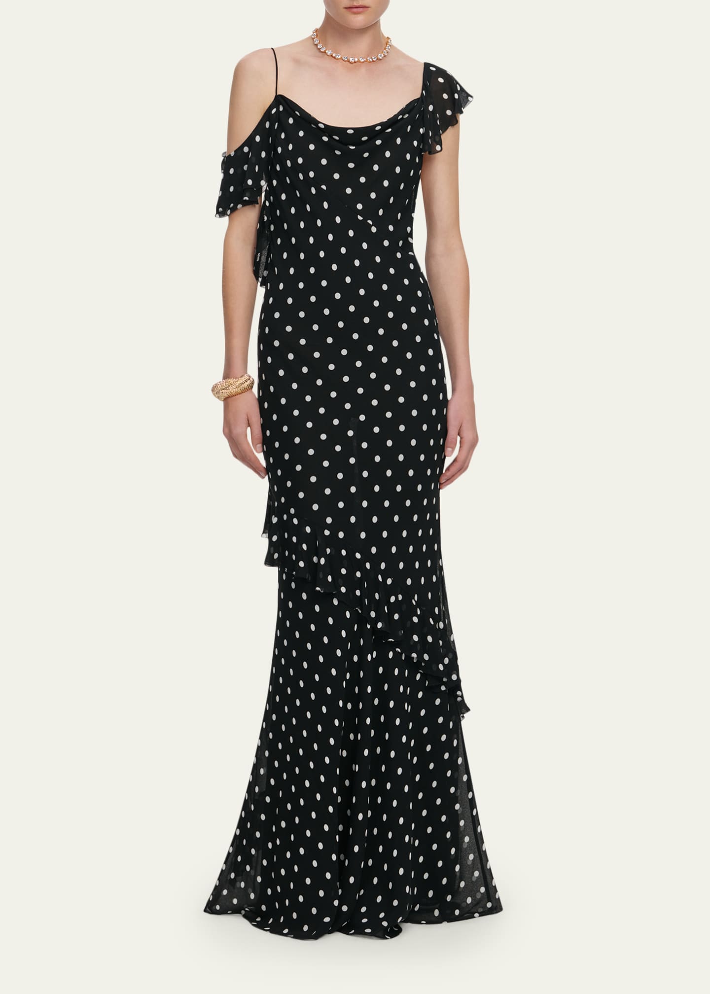 self portrait metallic polka dot maxi dress SELF PORTRAIT Polka Dot Long Dress