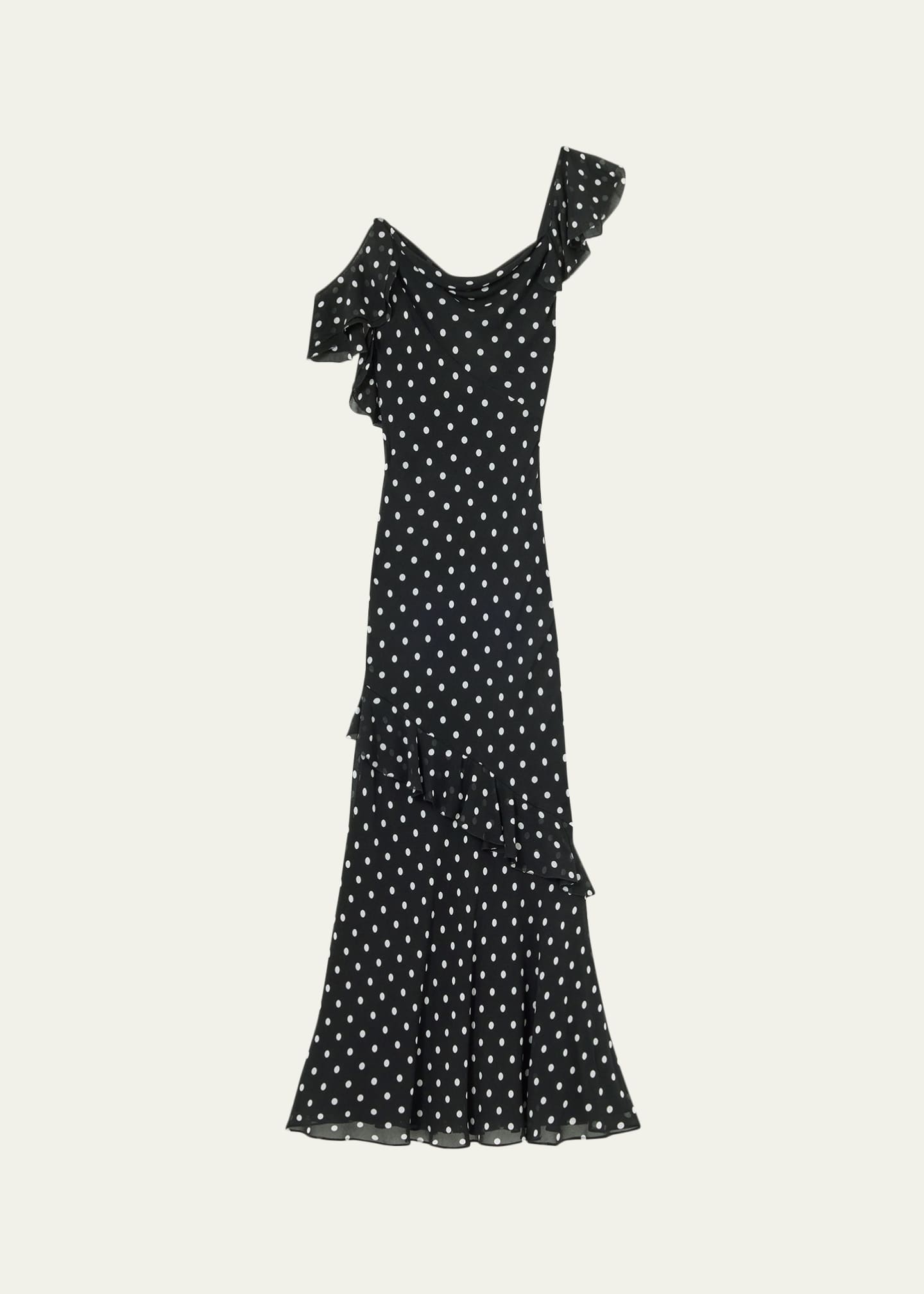 self portrait polka dot chiffon dress Cream Polka Dot Tiered Midi Dress  self-portrait-US
