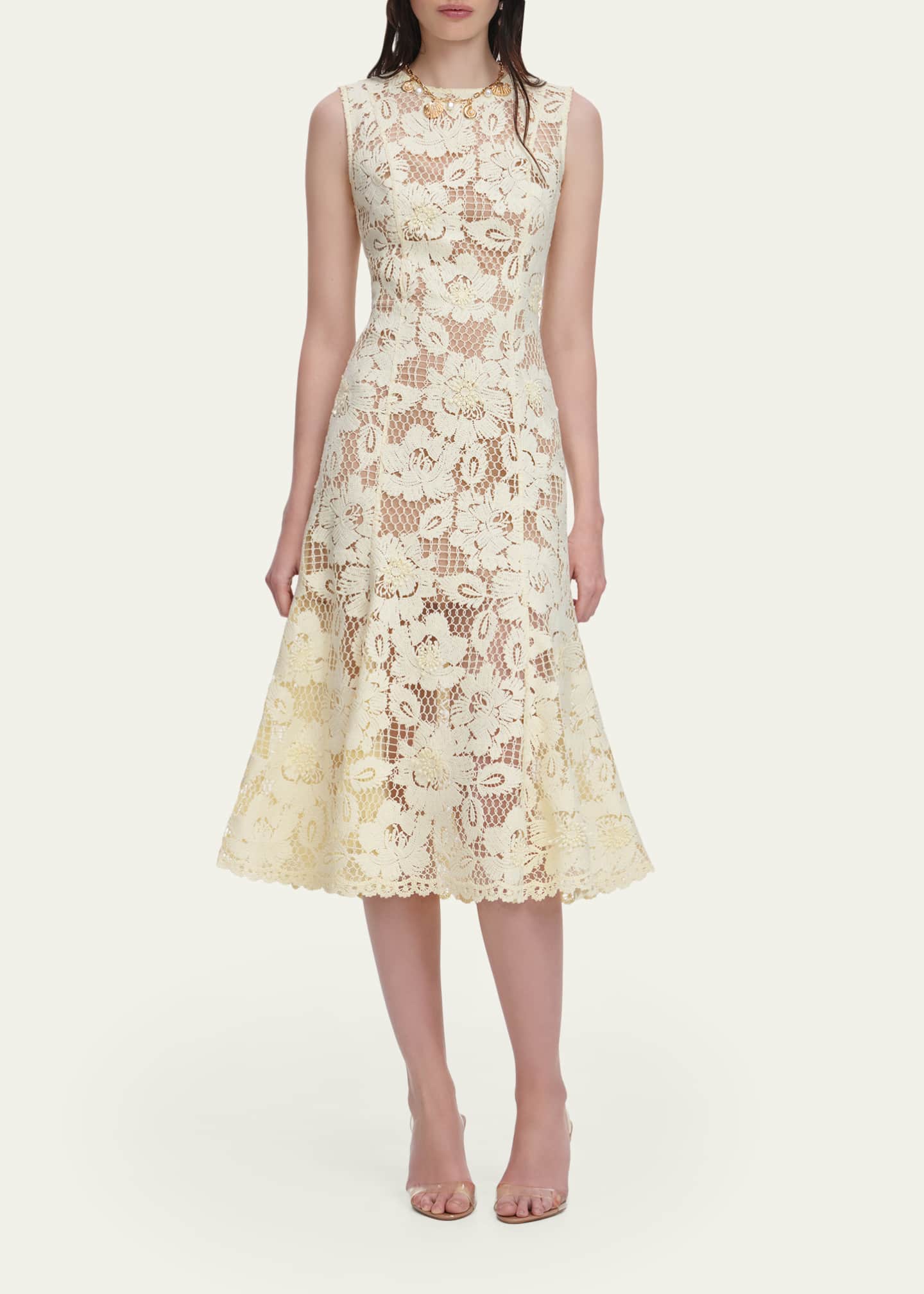 Self-Portrait Crochet Lace Midi Dress - Bergdorf Goodman