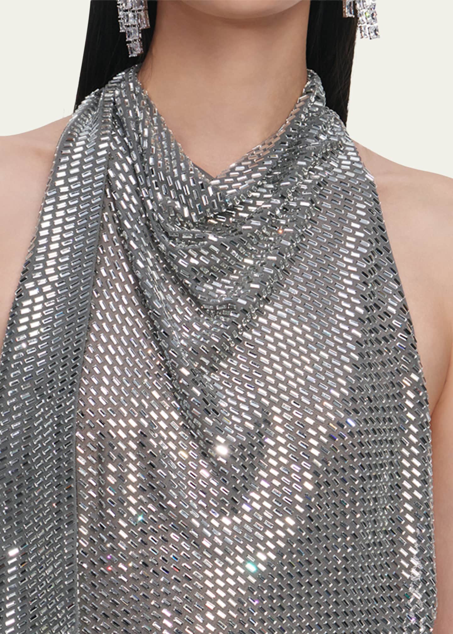 self portrait silver rhinestone drape maxi dress Self Portrait Silver Rhinestone Drape Open Back Maxi Dress Silver Size 10