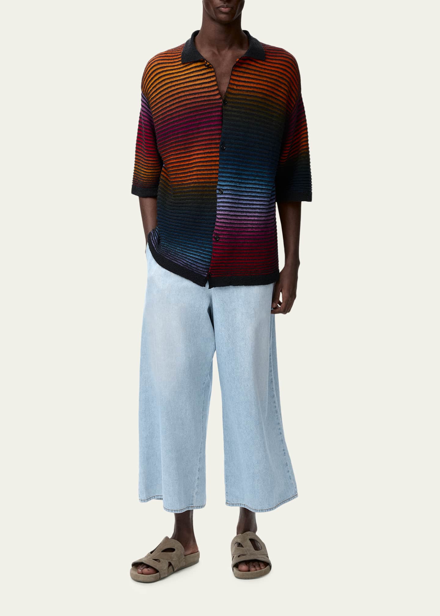 Loewe x Paula's Ibiza Men's Denim Cropped Wide-Leg Drawstring