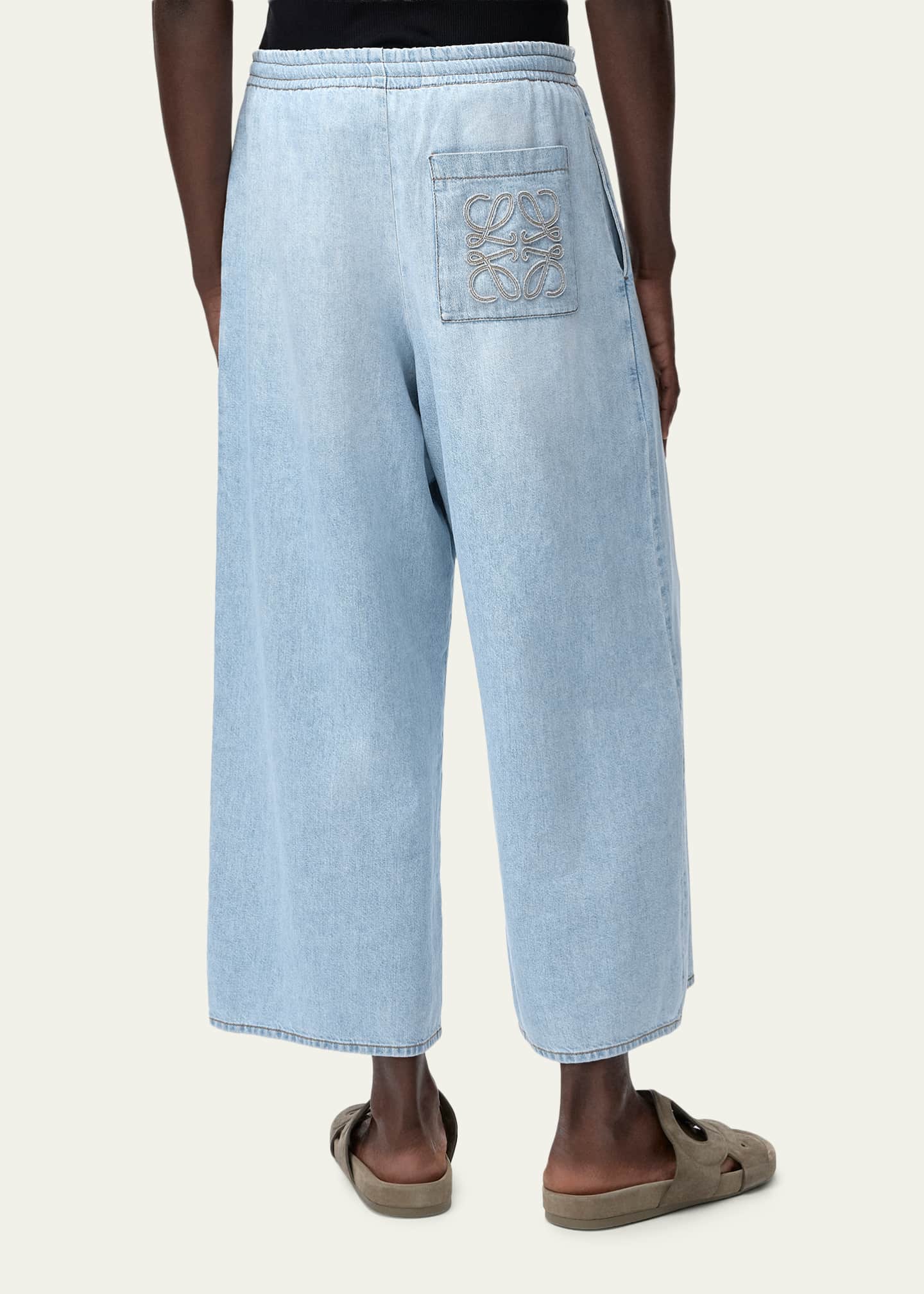 Loewe x Paula's Ibiza Men's Denim Cropped Wide-Leg Drawstring