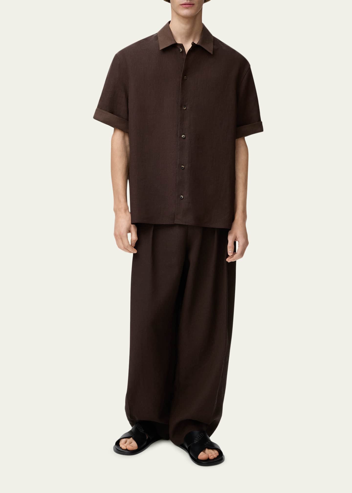 Loewe x Paula's Ibiza Men's Washed Satin Short-Sleeve Shirt