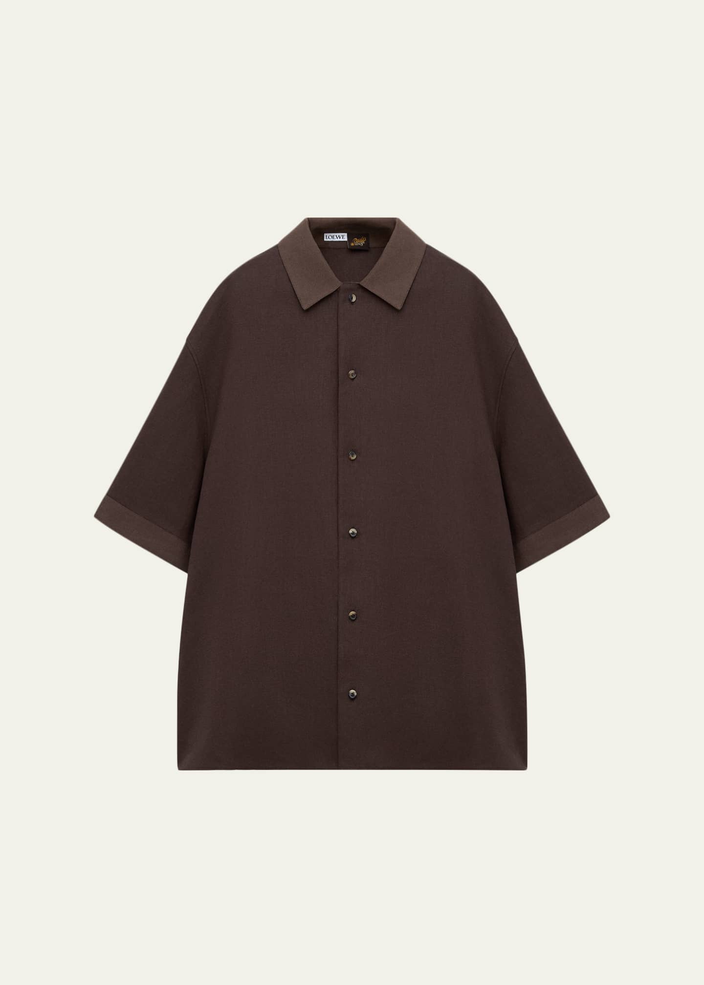 Loewe x Paula's Ibiza Men's Washed Satin Short-Sleeve Shirt