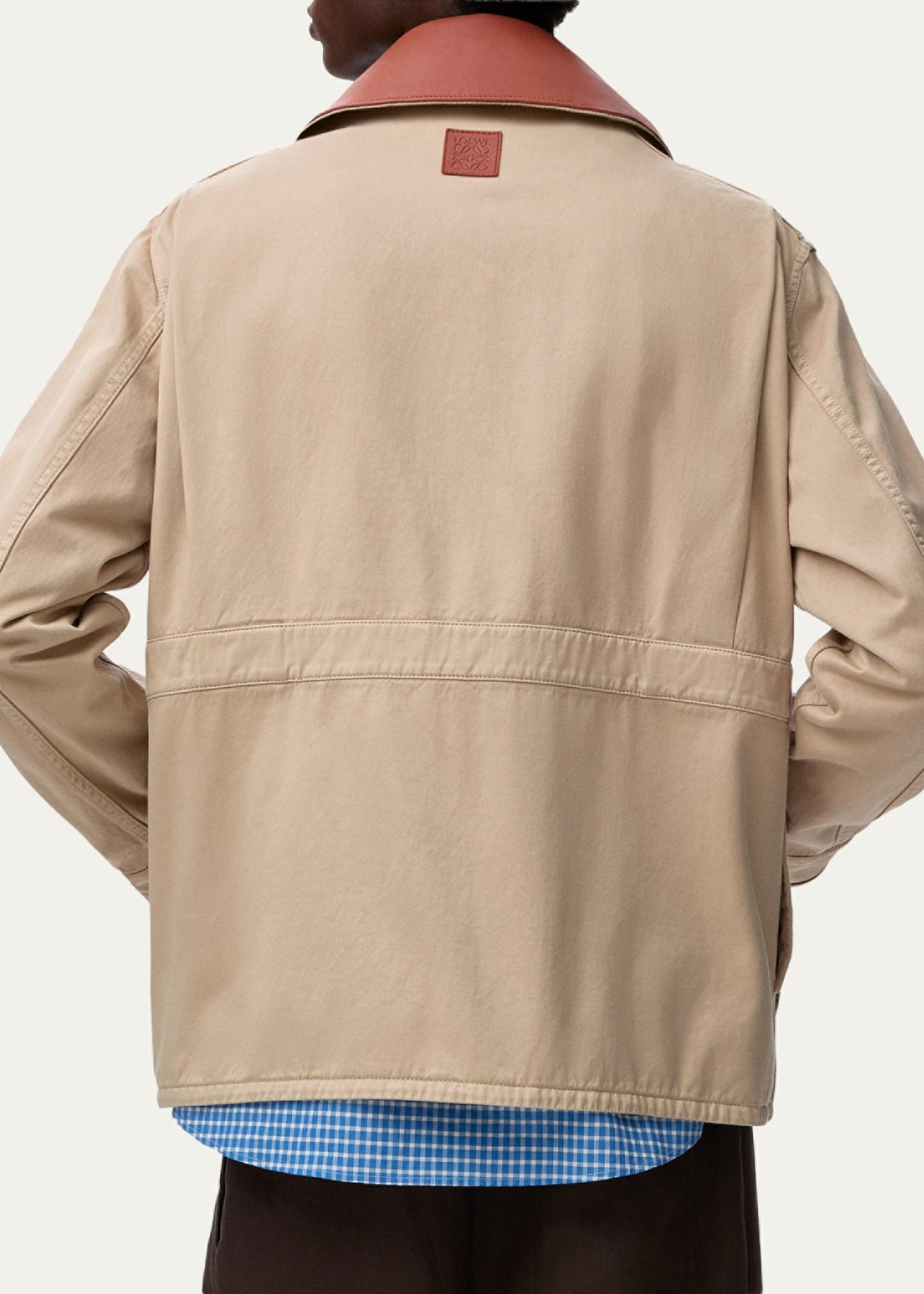 LOEWE x Paulas Ibiza シャツジャケット LOEWE x Paula's Ibiza Men's Washed Cotton Leather-Collar Shirt