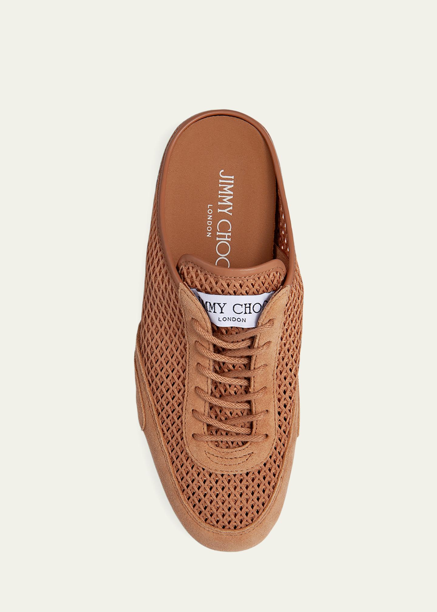 JIMMY CHOO テラコッタ ポインテッドトゥ ミュール Jimmy Choo Sunny Woven Mixed Leather Sneaker Mules - Bergdorf Goodman