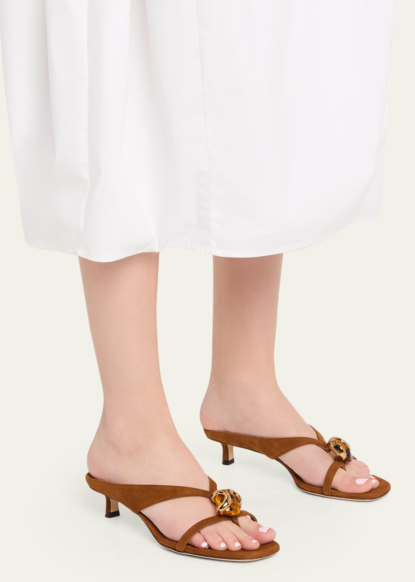 Jimmy Choo サンダル 25cm Jimmy Choo 35mm Emeri Stone Suede Sandals - Bergdorf Goodman