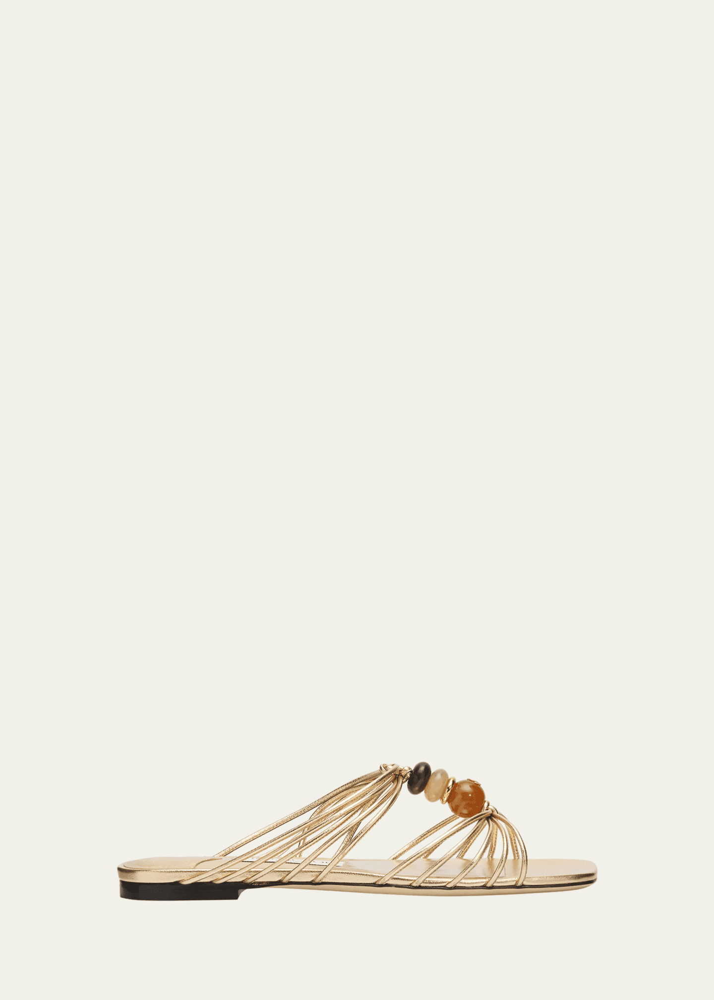 Lova Metallic Leather Flat Slide Sandals