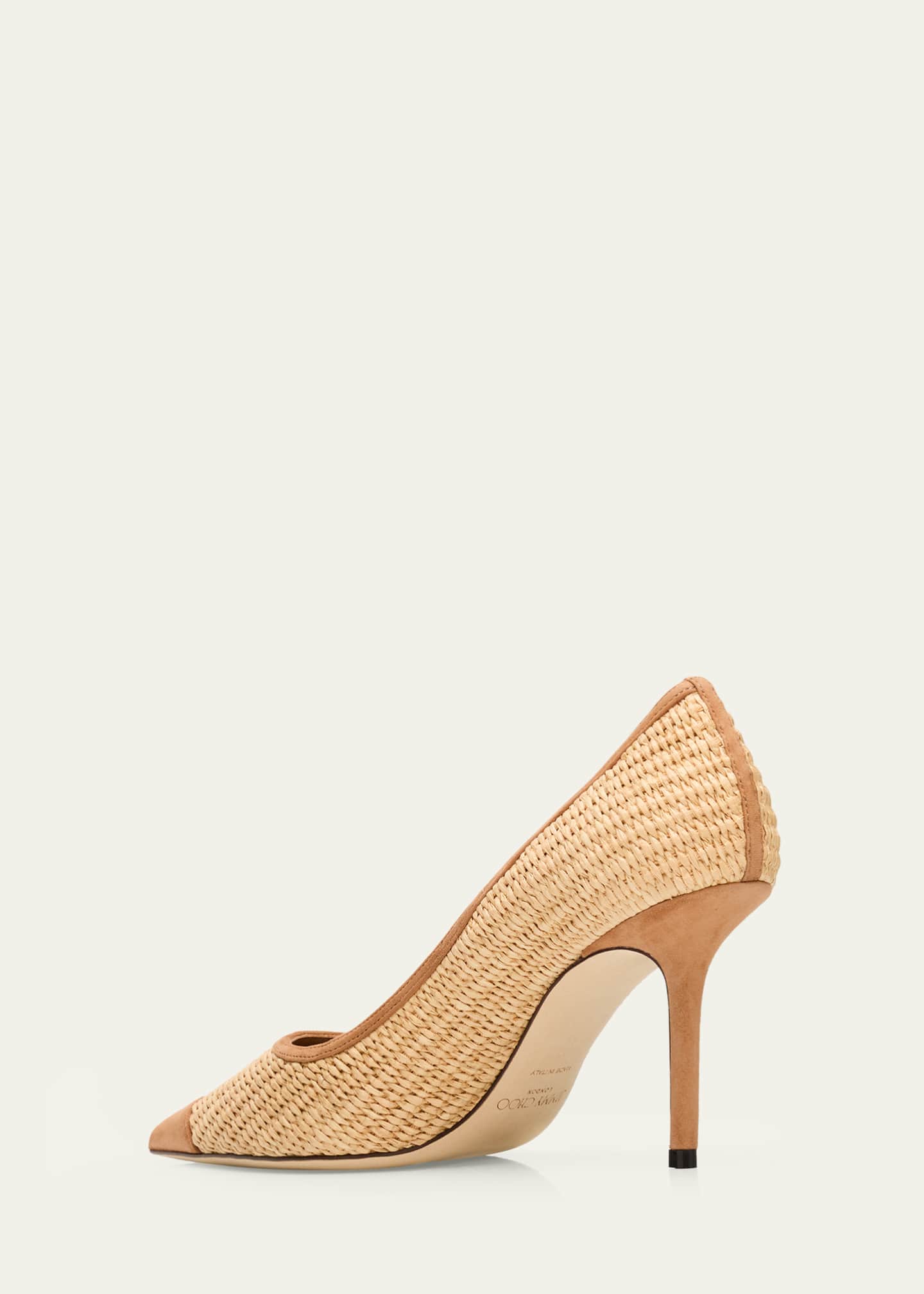 Jimmy Choo 85mm Love Raffia and Suede Pumps - Bergdorf Goodman