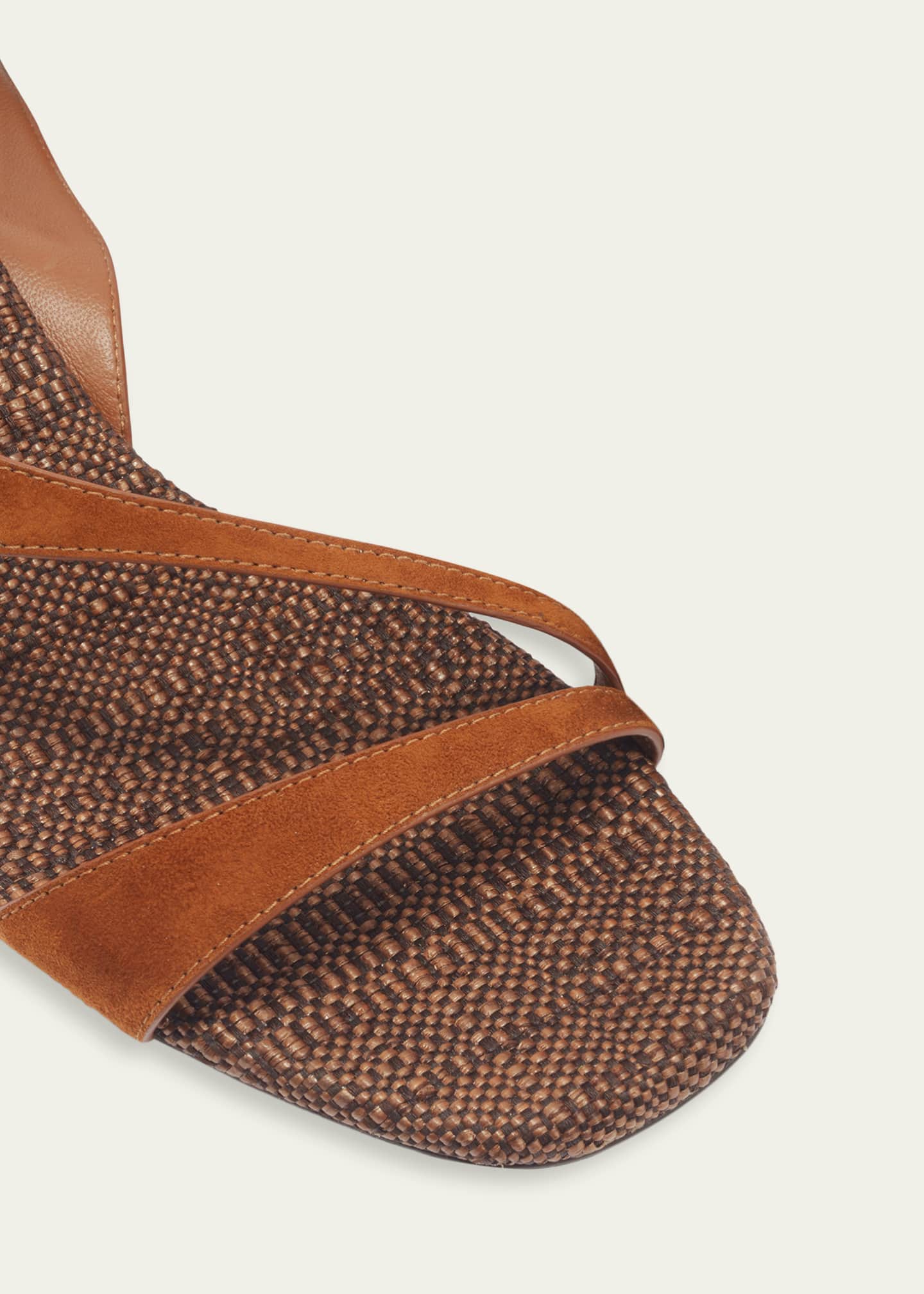 梵（SOYOGI)ウォルナット  ロータイプ  Ｇｏｏｄｆｏｒ 新品 Jimmy Choo 45mm Faye Suede and Raffia Asymmetric Ankle-Strap