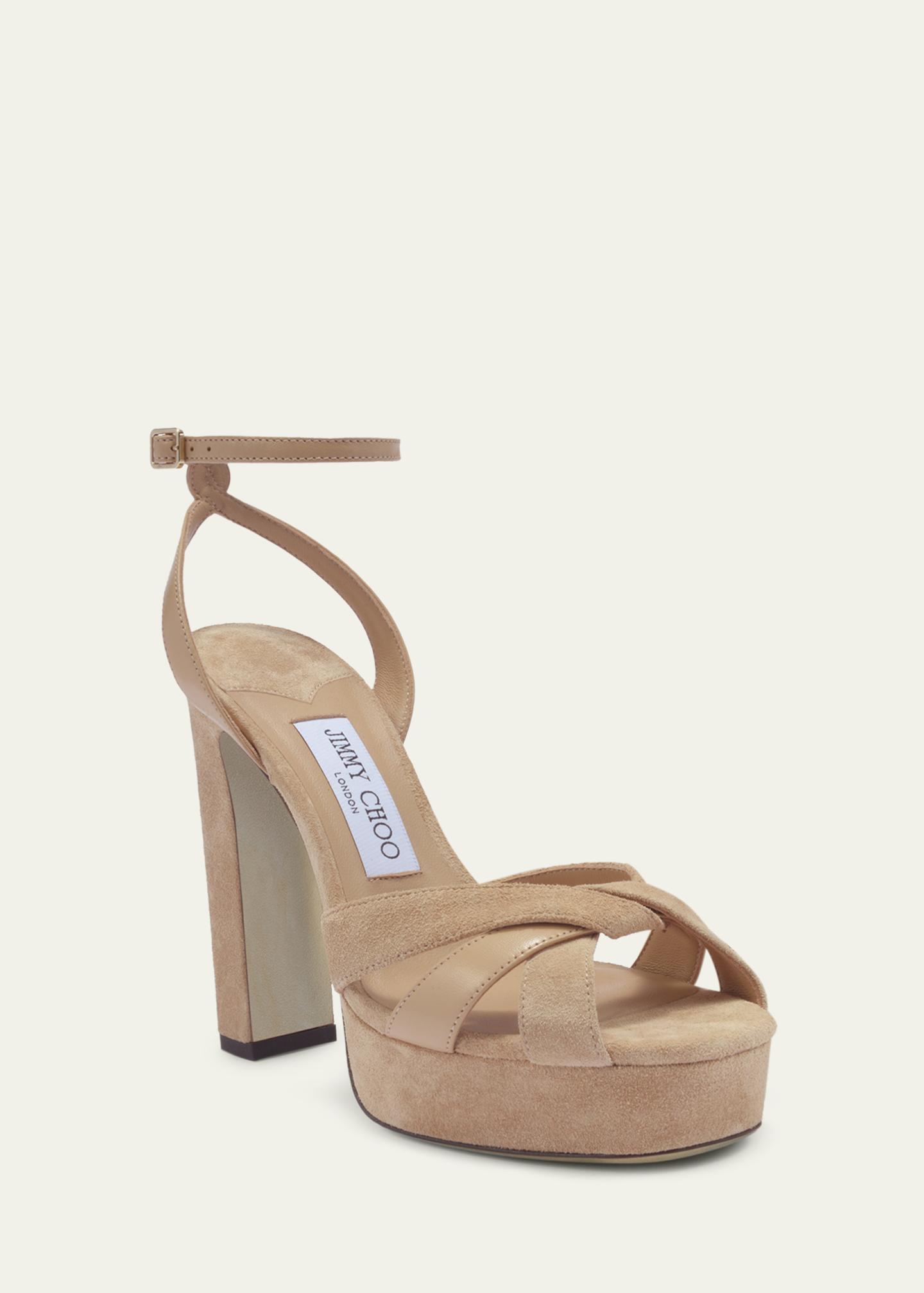 Jimmy Choo 120mm Kove Mixed Leather Platform Sandals - Bergdorf