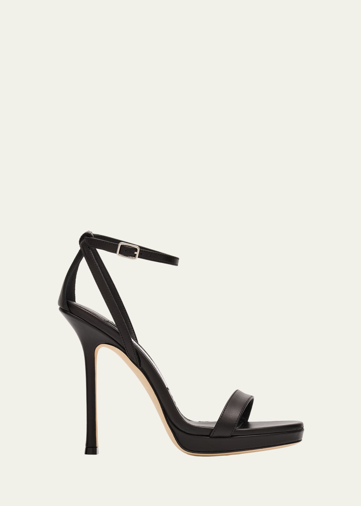 Jimmy Choo 120mm Moza Leather Platform Ankle-Strap Sandals