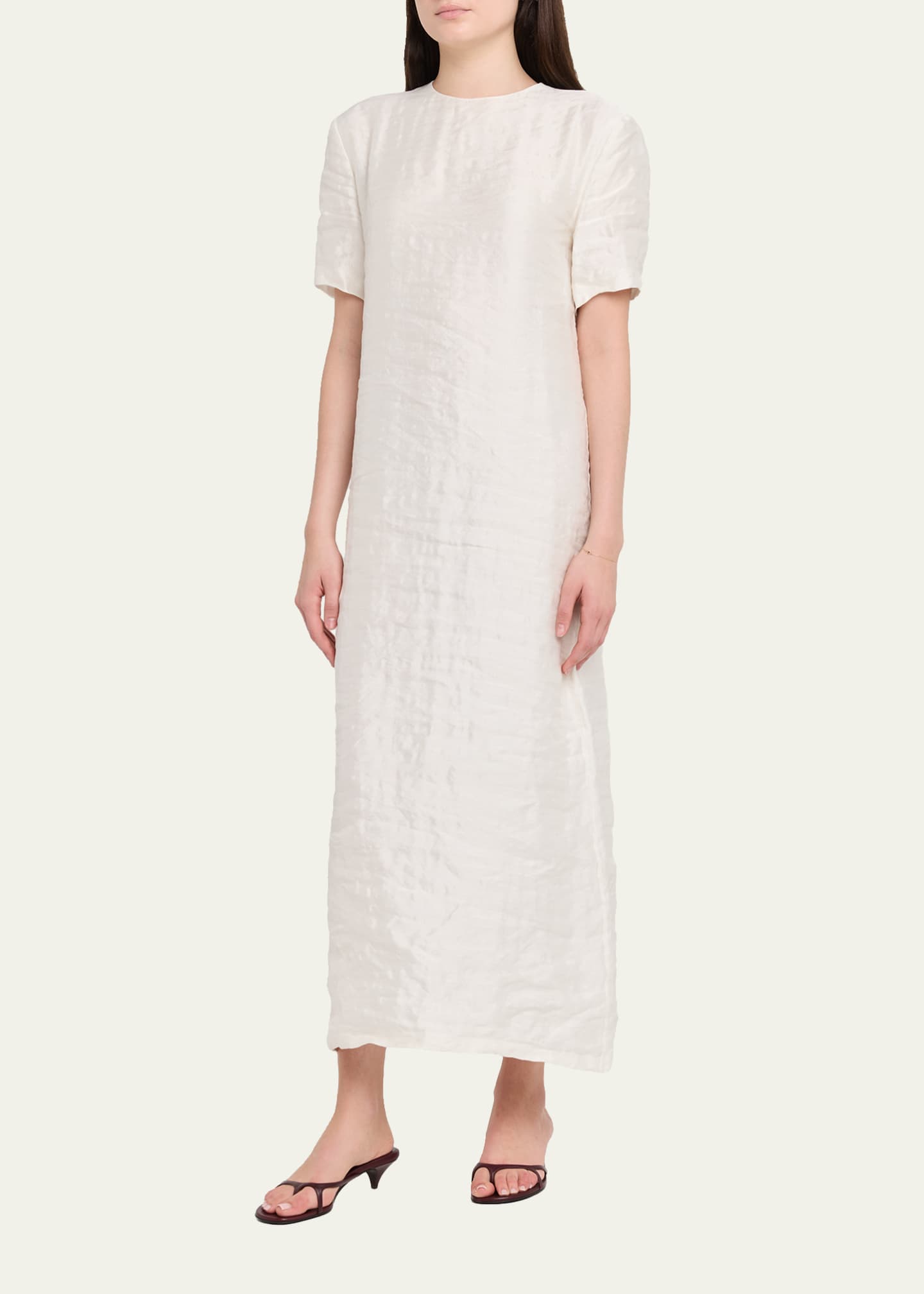 khaite maxi dress Khaite Webber Short-Sleeve Crinkled Maxi Dress