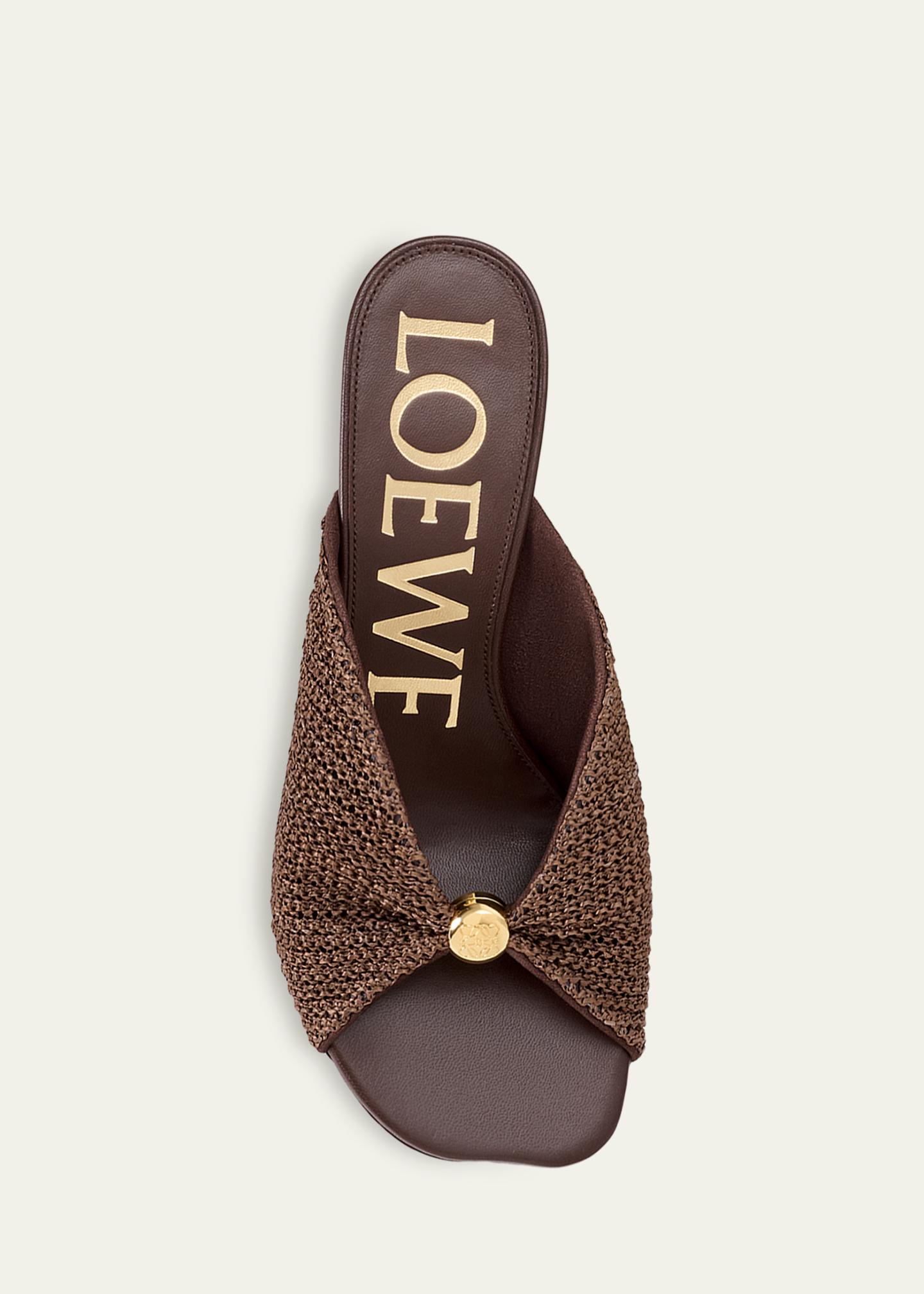 Loewe x Paula's Ibiza 45mm Pebble Woven Slide Sandals - Bergdorf