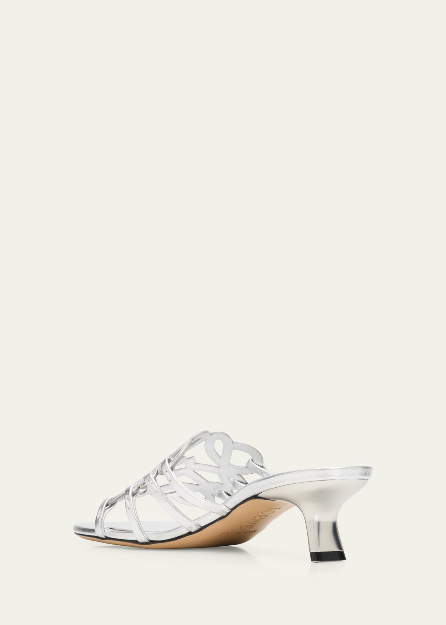 LOEWE x Paula's Ibiza 45mm Petal Anagram Metallic Leather Mule