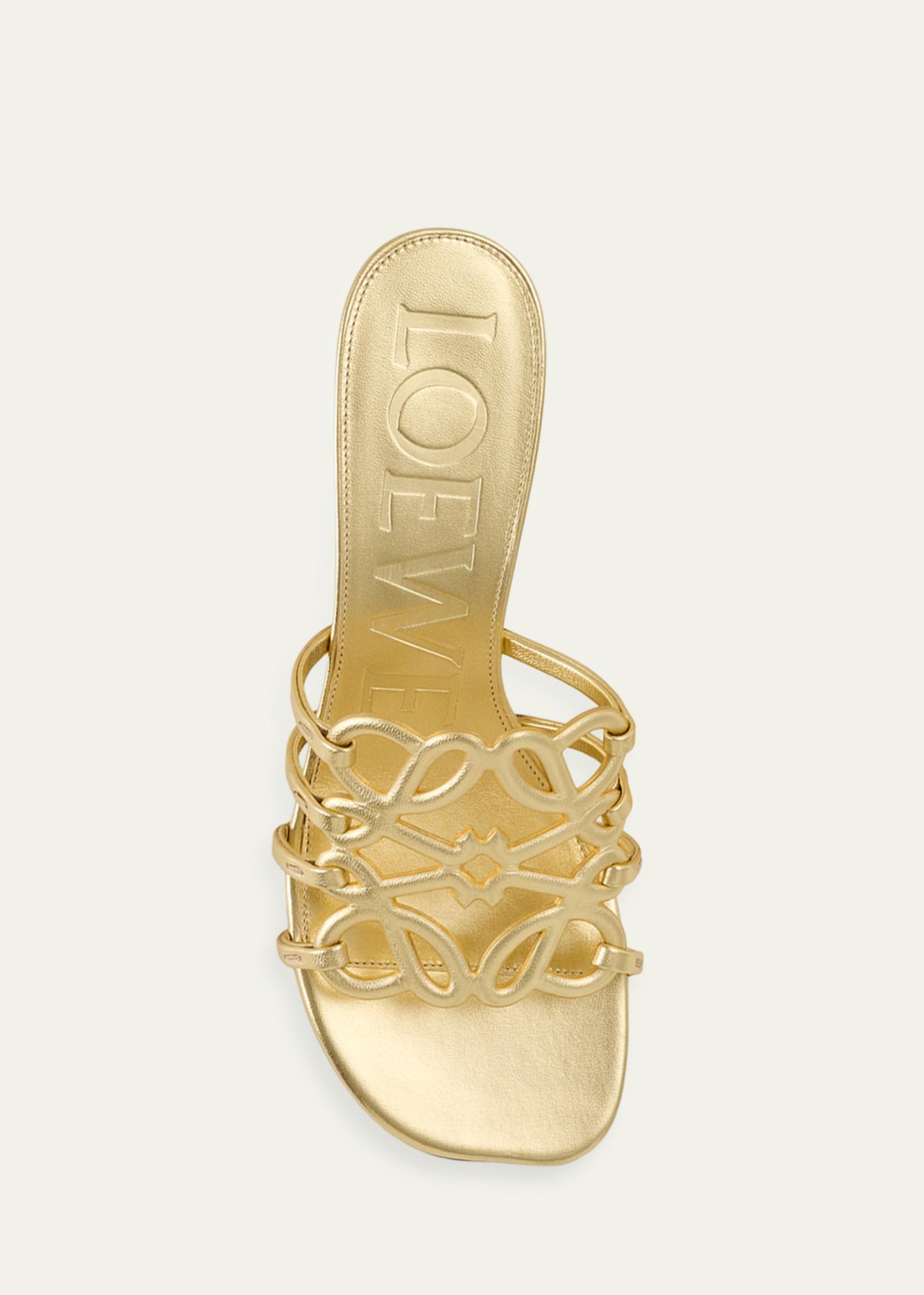 LOEWE x Paula's Ibiza 45mm Petal Anagram Metallic Leather Mule