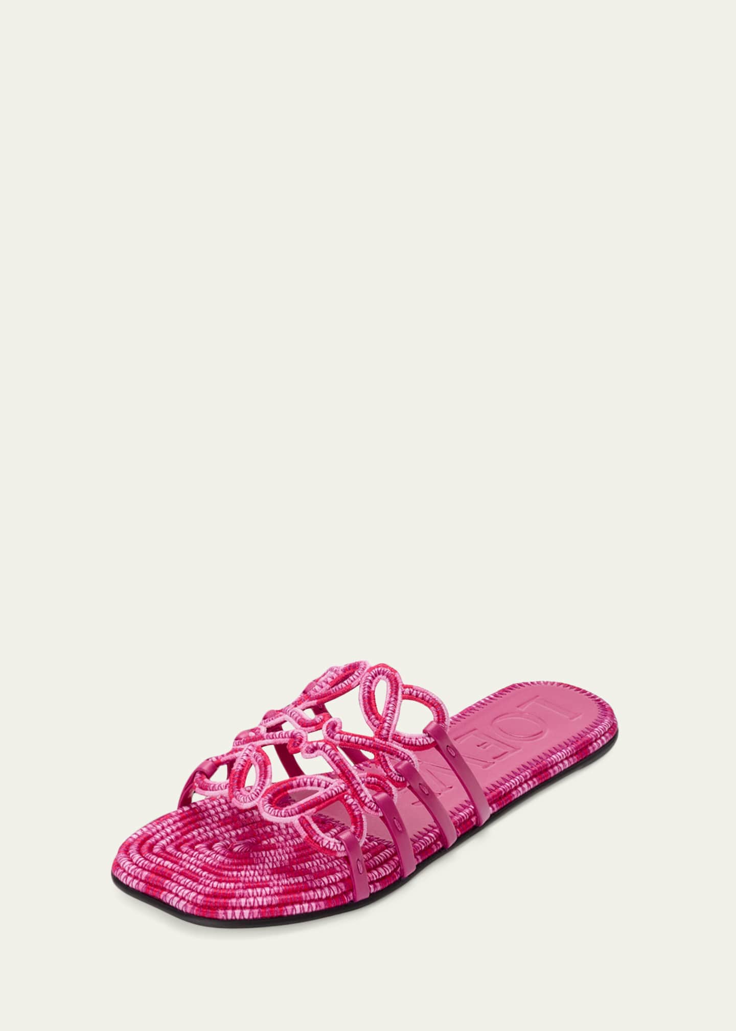 Loewe x Paula's Ibiza Petal Anagram Crochet Flat Slide Sandals