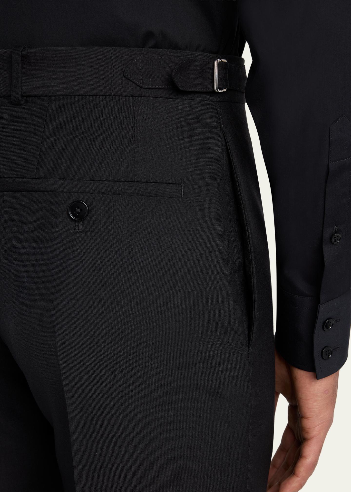 McQueen Men's Waist-Tab Straight Fit Flat-Front Trousers - Bergdorf Goodman