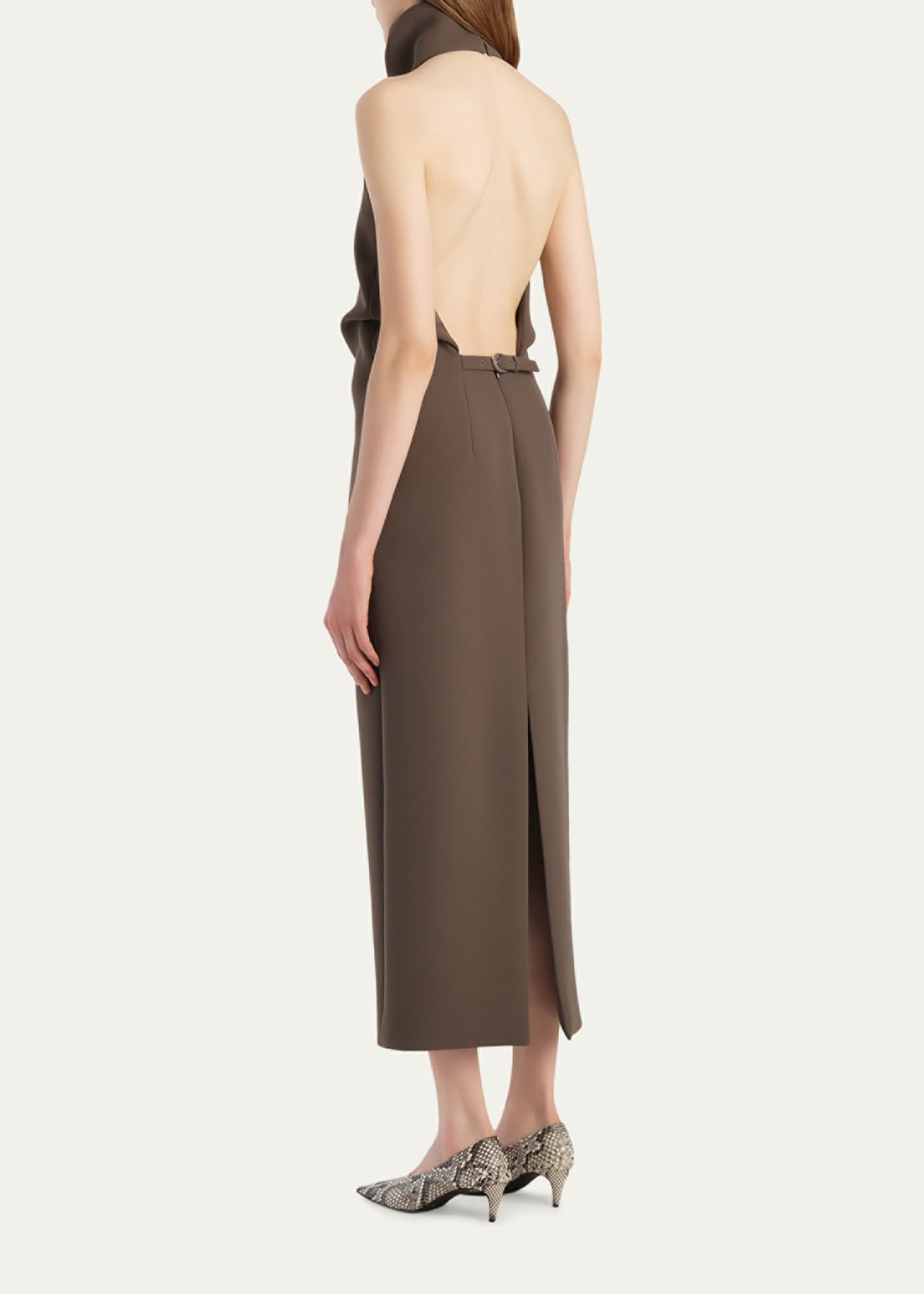 khaite backless dress Khaite Iryl Short Sleeve Midi Dress