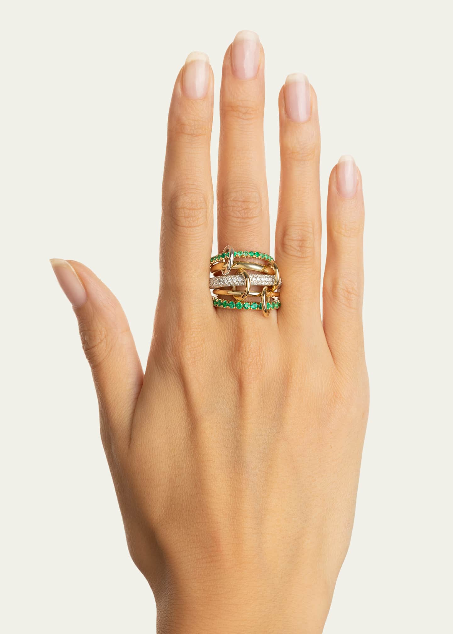 Spinelli Kilcollin Chloe Vert Five Linked Ring with Diamonds and