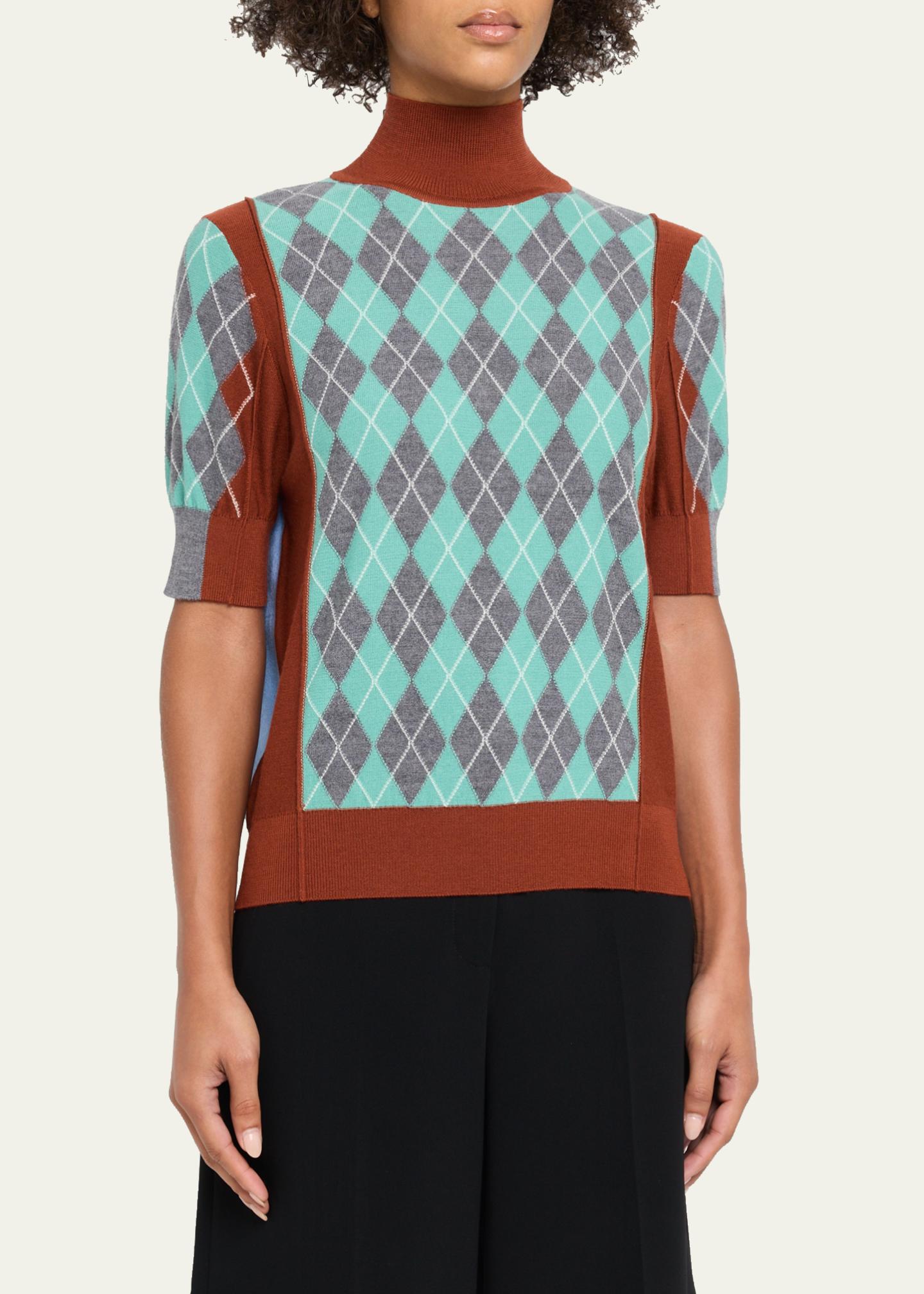 ZANKOV Melani Argyle Turtleneck Top - Bergdorf Goodman