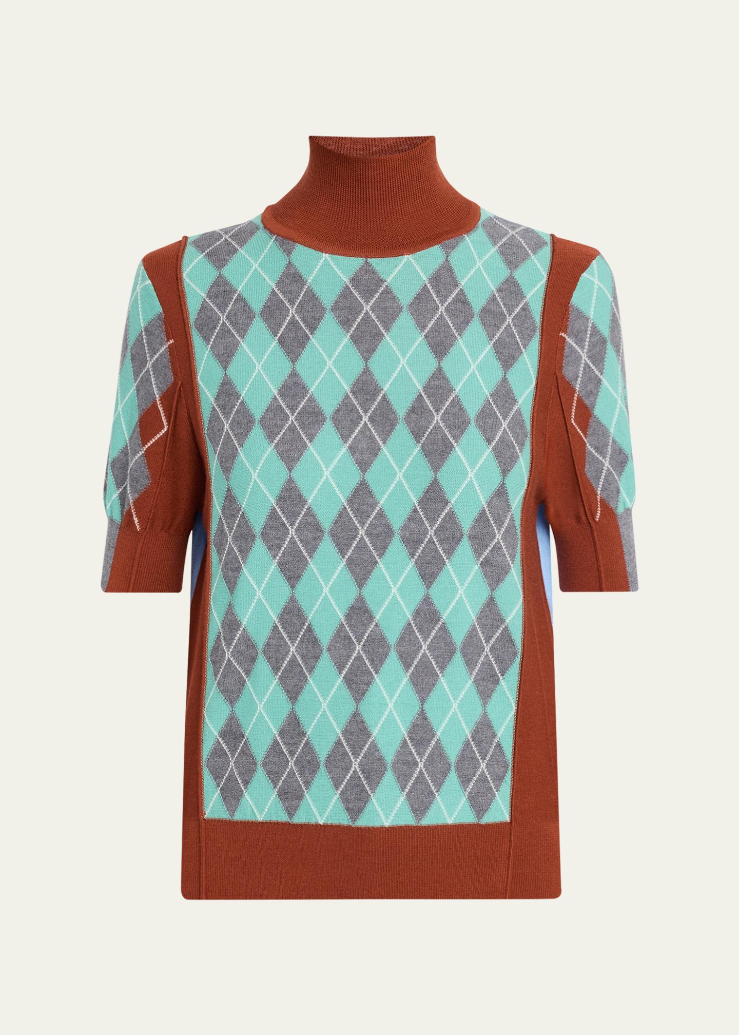 ZANKOV Melani Argyle Turtleneck Top - Bergdorf Goodman
