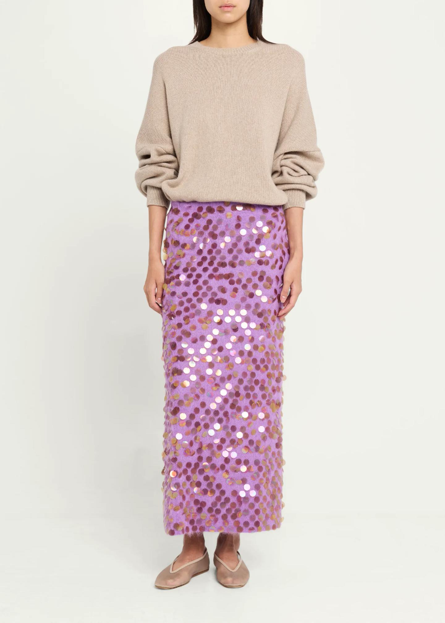ZANKOV Delphine Sequined Mohair-Blend Knit Midi Skirt - Bergdorf