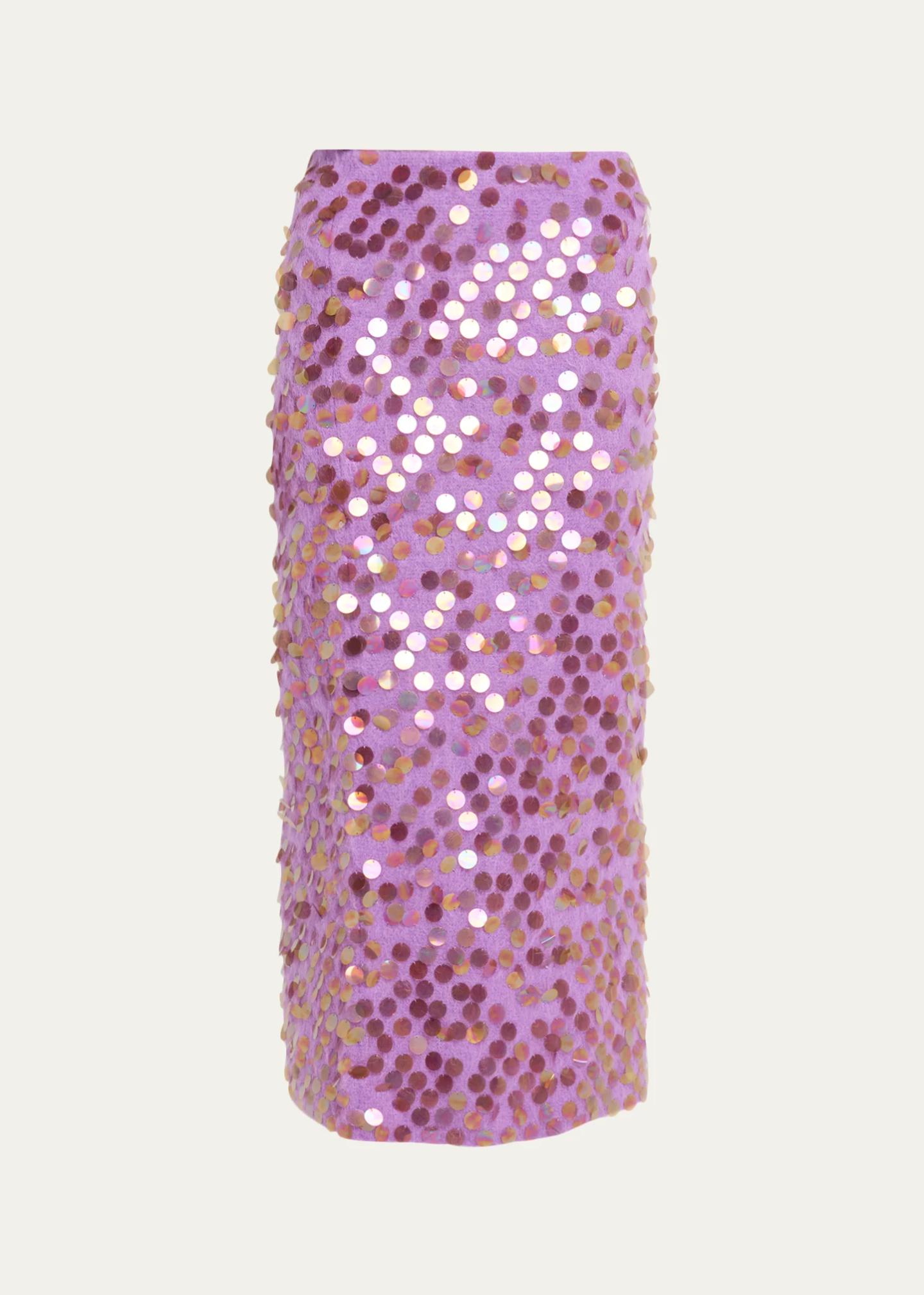 ZANKOV Delphine Sequined Mohair-Blend Knit Midi Skirt - Bergdorf