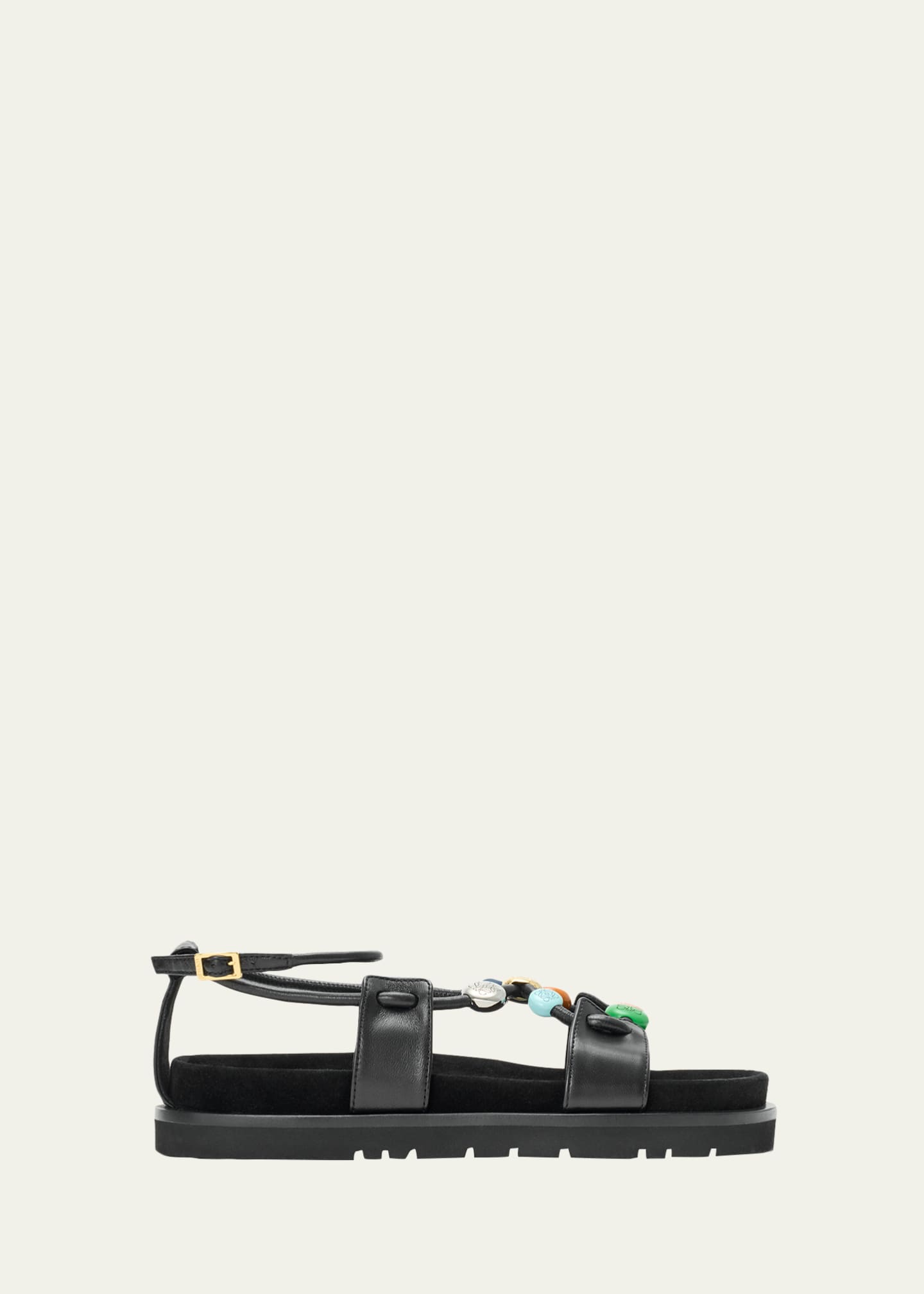 Loewe x Paula's Ibiza Anagram Pebble Bead Leather Sandals