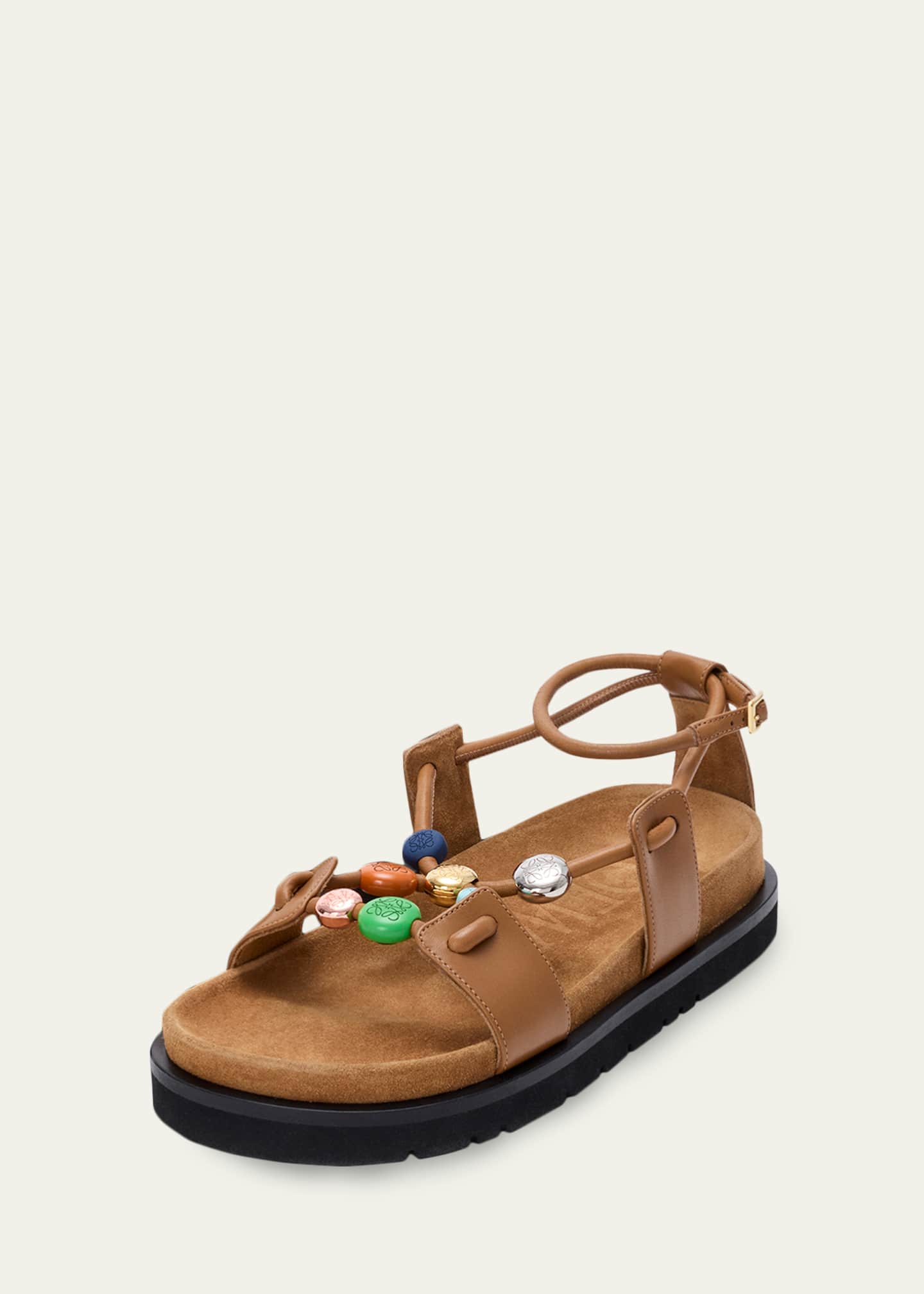 Loewe x Paula's Ibiza Anagram Pebble Bead Leather Sandals