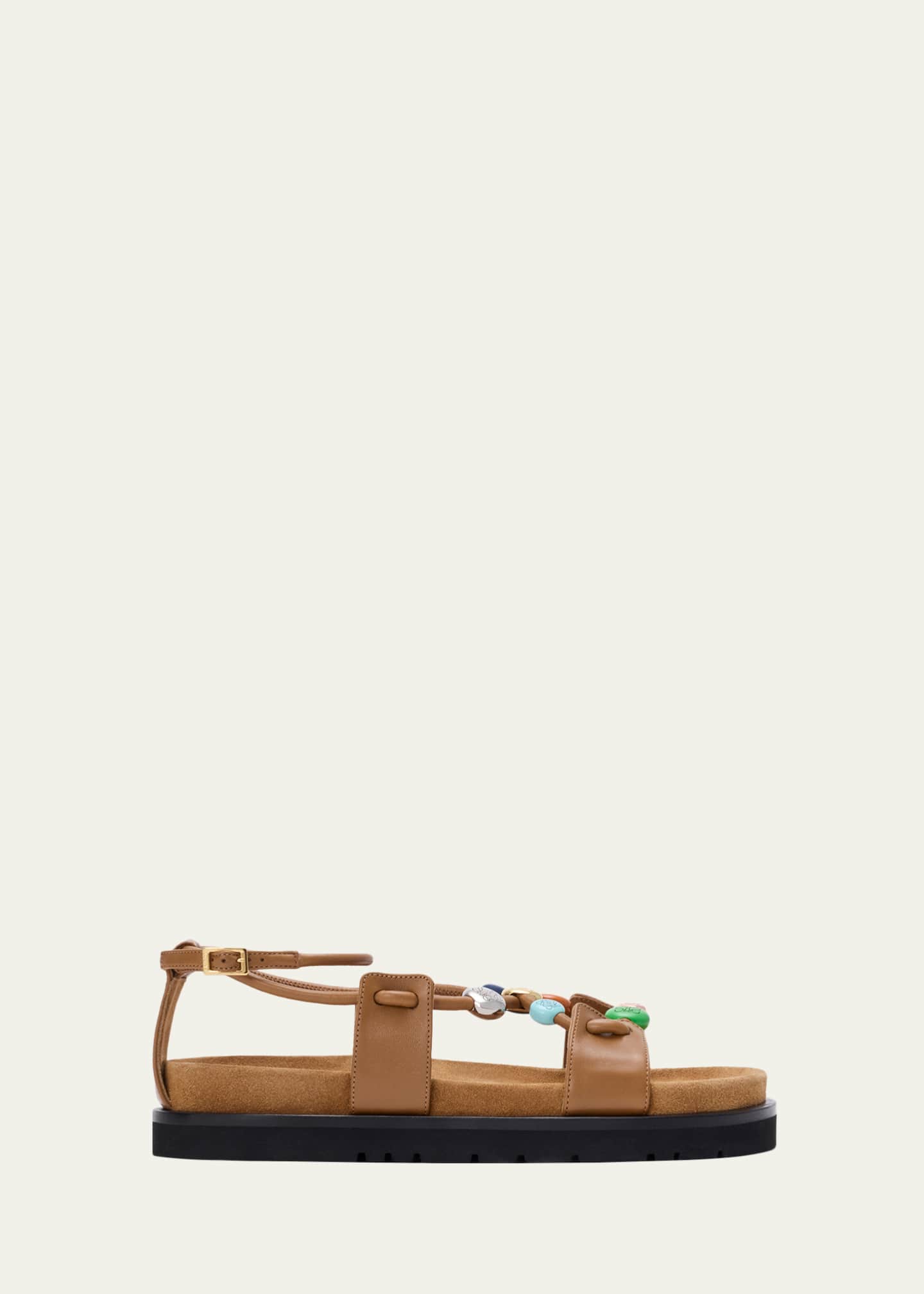 Loewe x Paula's Ibiza Anagram Pebble Bead Leather Sandals