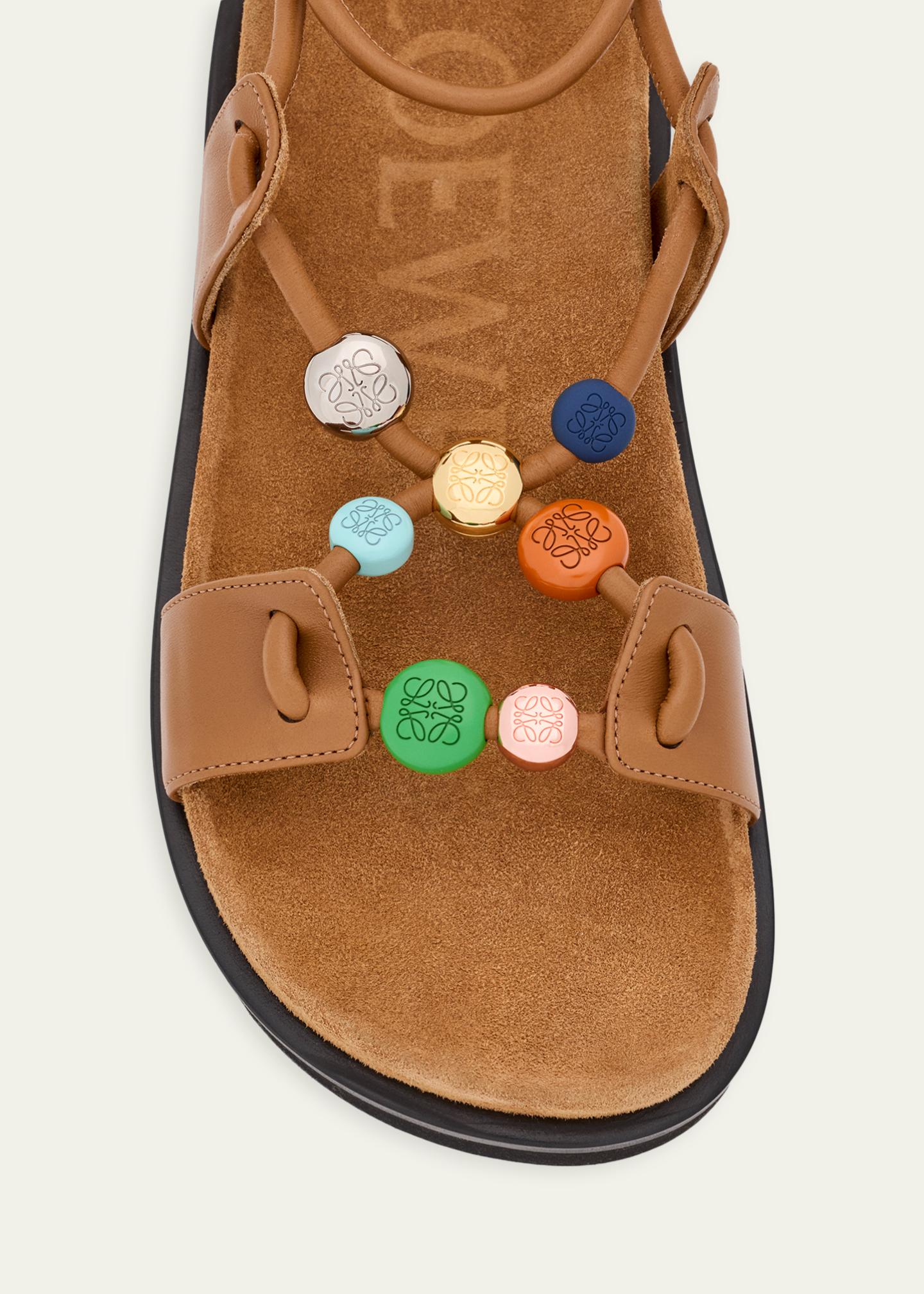 LOEWE x Paula's Ibiza Anagram Pebble Bead Leather Sandals - Bergdorf ...